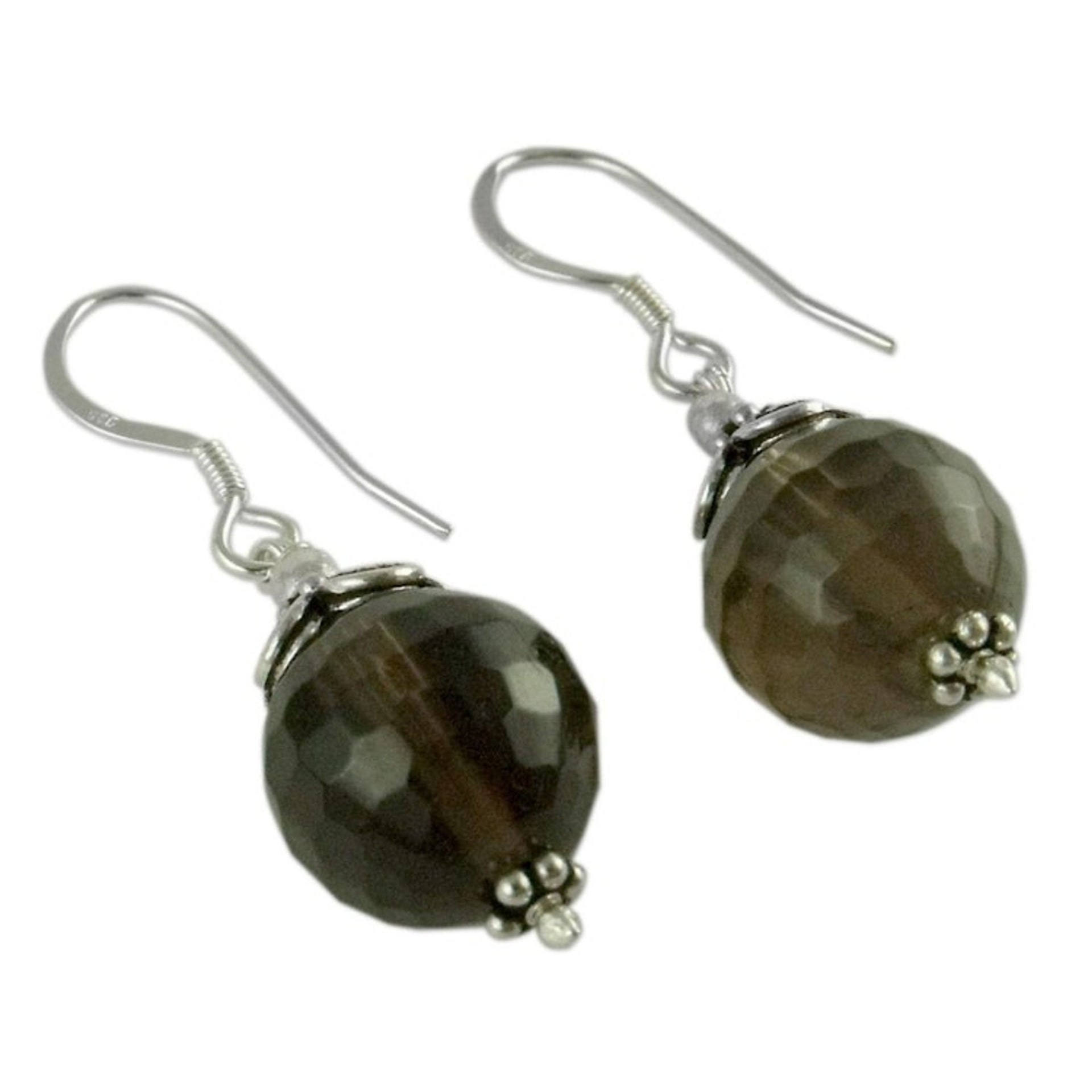 Smoky quartz dangle earrings 'Jaipur Sonnet'