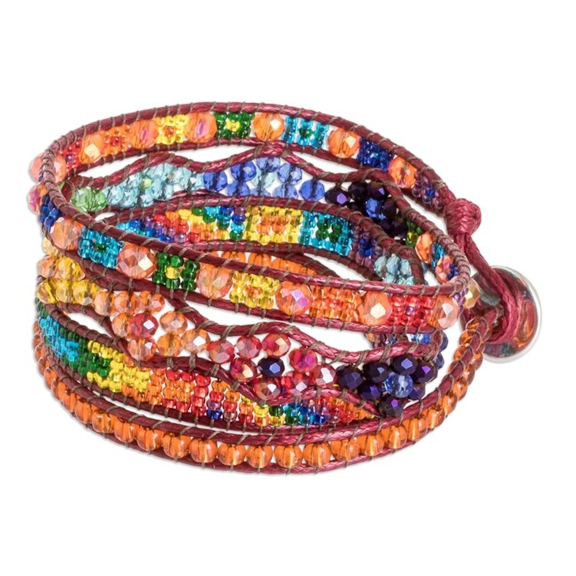 Handcrafted Beaded Positive Energy Long Wrap Bracelet 'Bonds of Friendship'