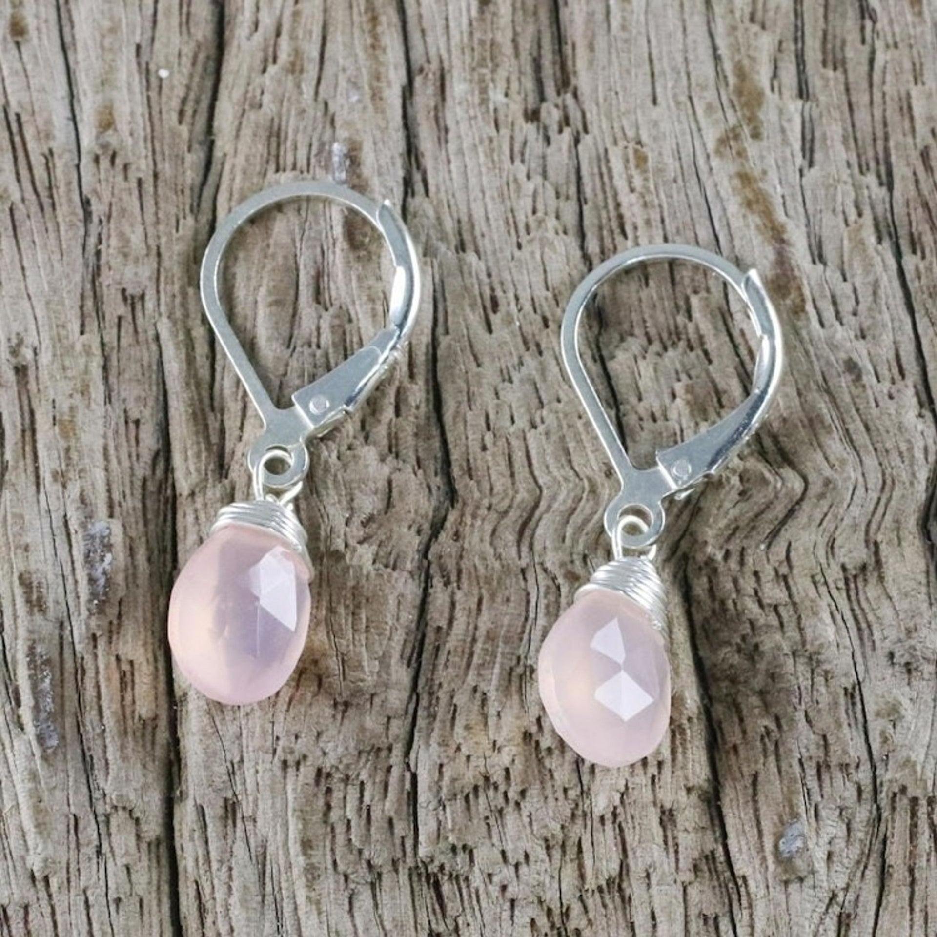 Pink Chalcedony and Silver Dangle Earrings from Thailand 'Glamorous Woman'