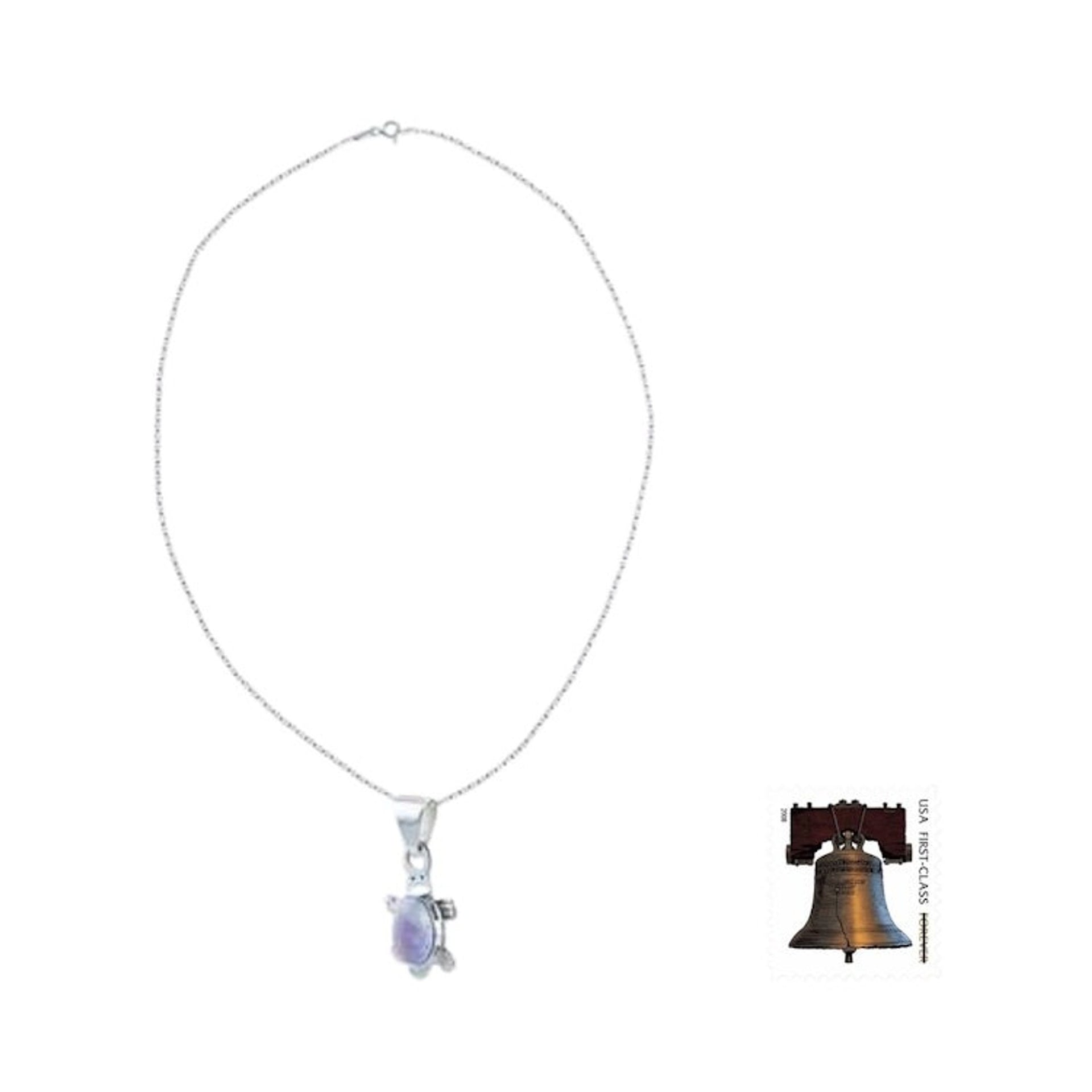 Artisan Crafted Lilac Jade Turtle Necklace 'Lilac Marine Turtle'