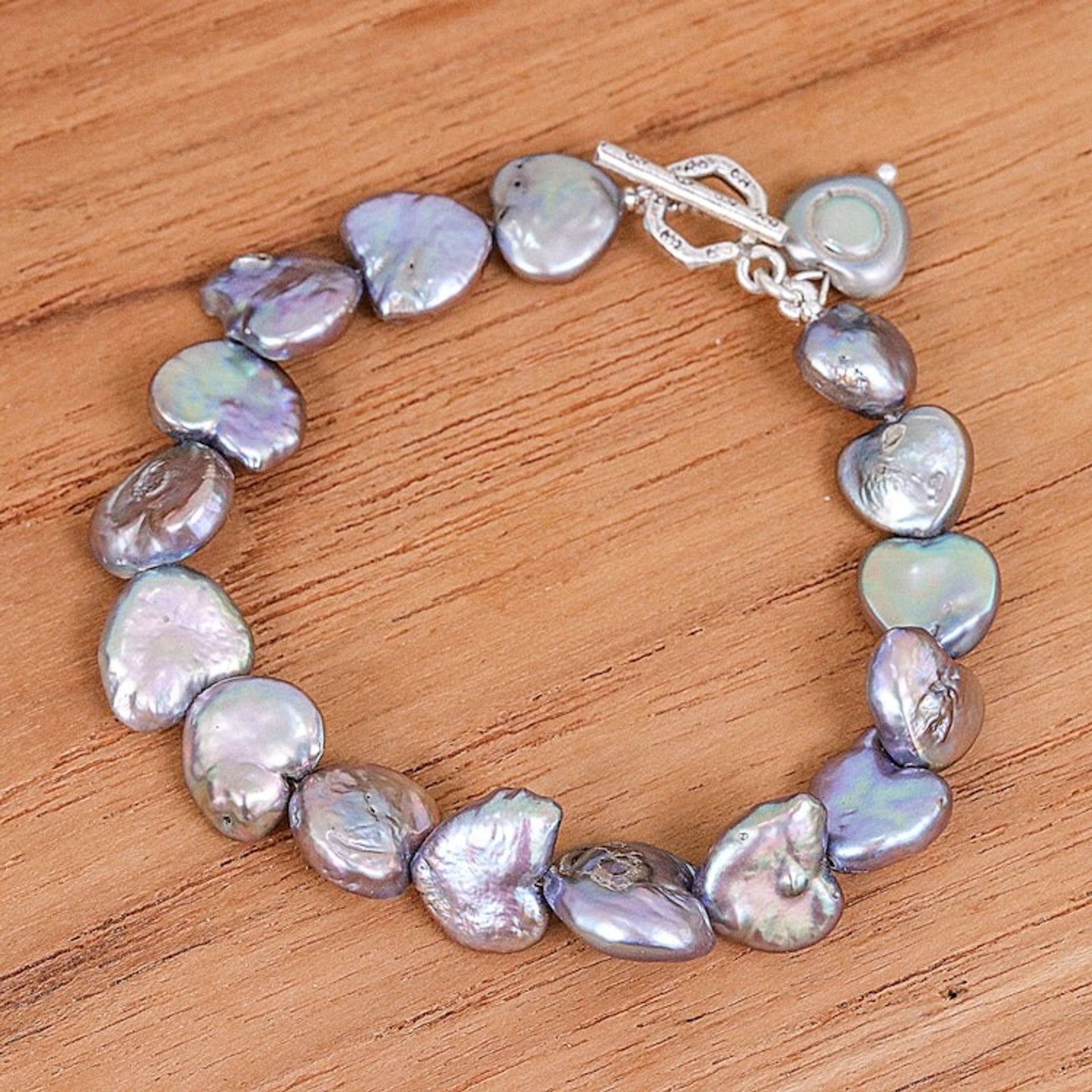 Silvery Grey Cultured Pearl Bracelet 'Born of the Sea in Grey'