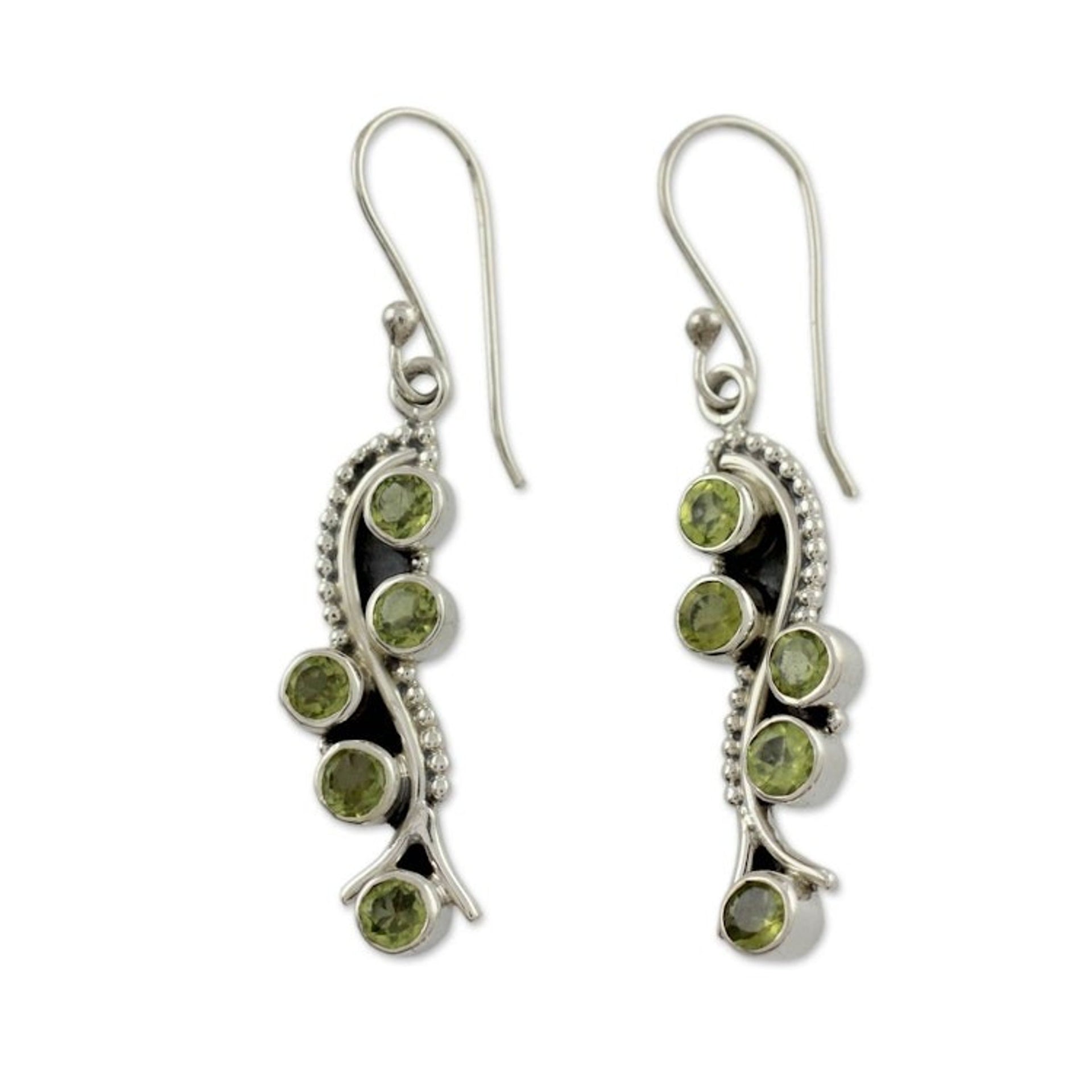 Sterling Silver Earrings with Peridot 2.5 Carats 'Natural Glow'