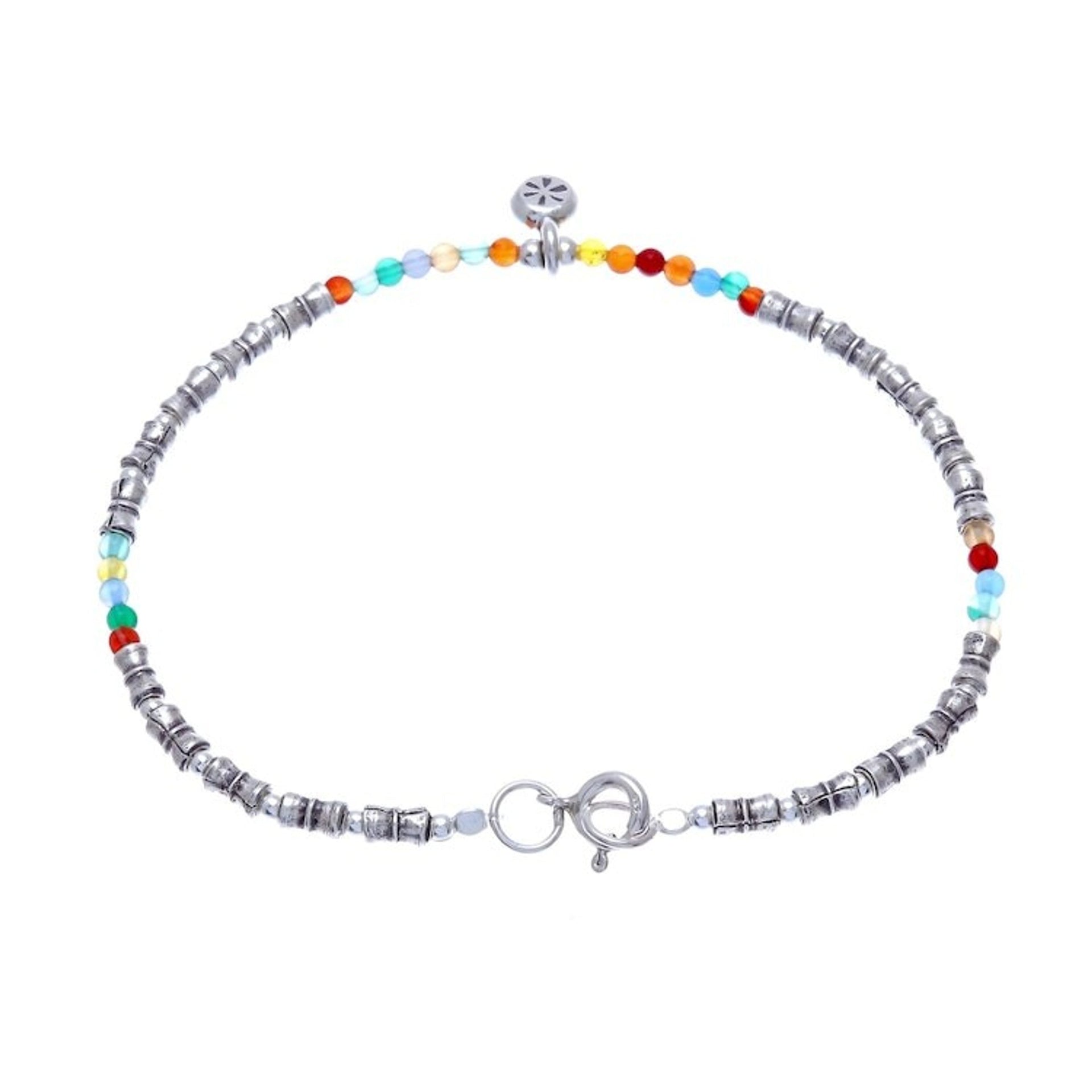 Karen Silver Chalcedony Beaded Bracelet from Thailand 'Karen Glee'