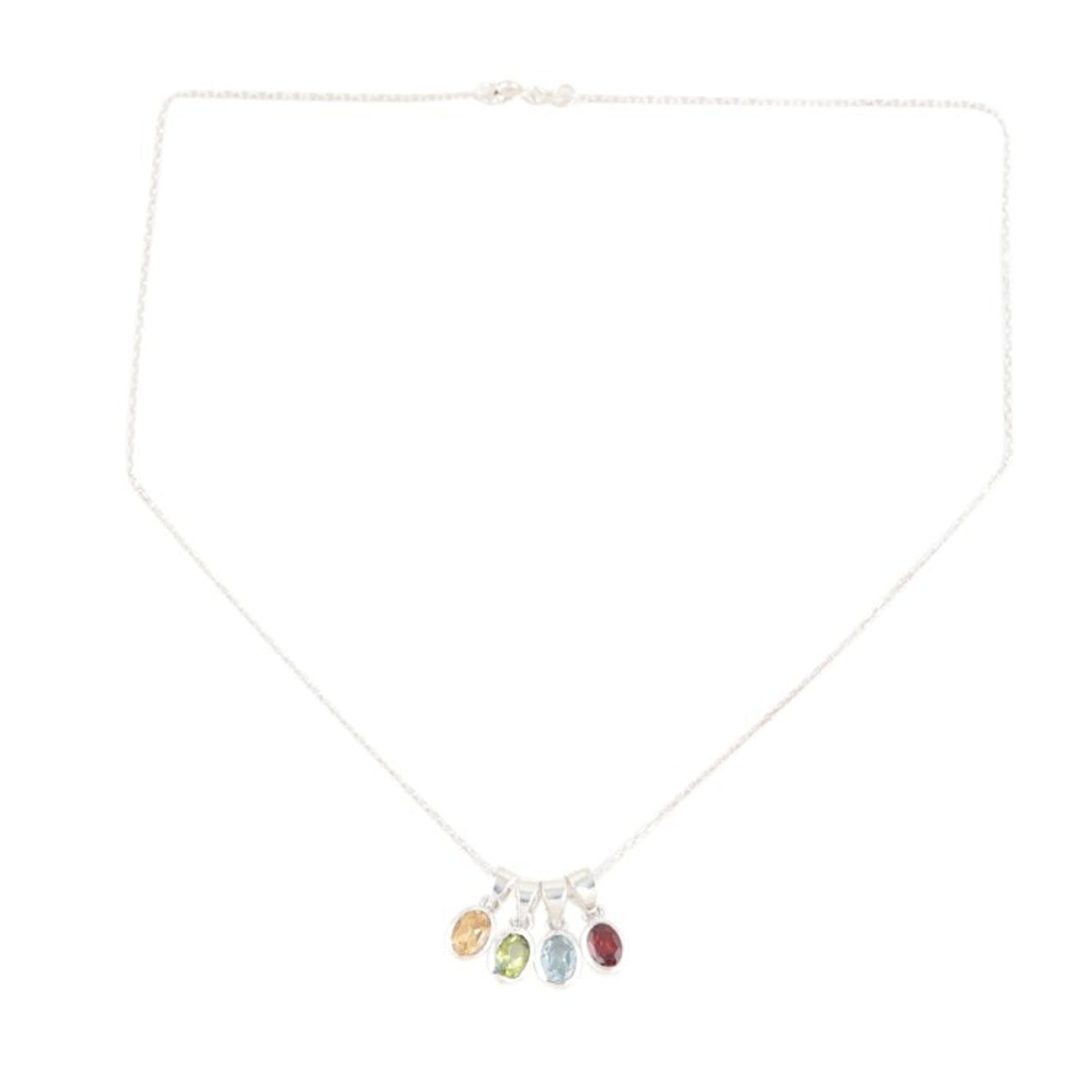 Assorted Gemstone Pendant Necklace Set 'Harmony Charms'