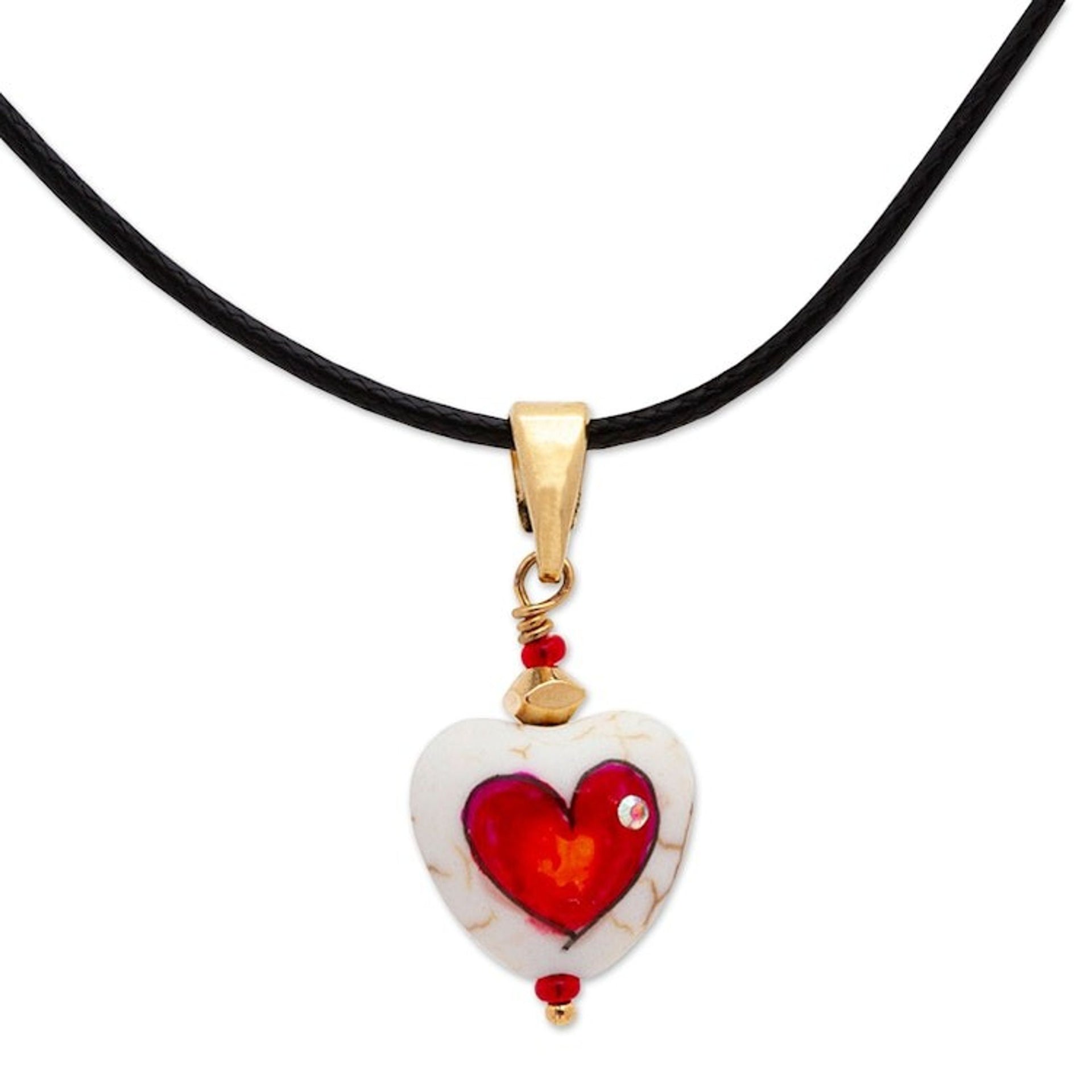 14k Gold-Accented Necklace with Heart-Shaped Howlite Pendant 'Creative Love'