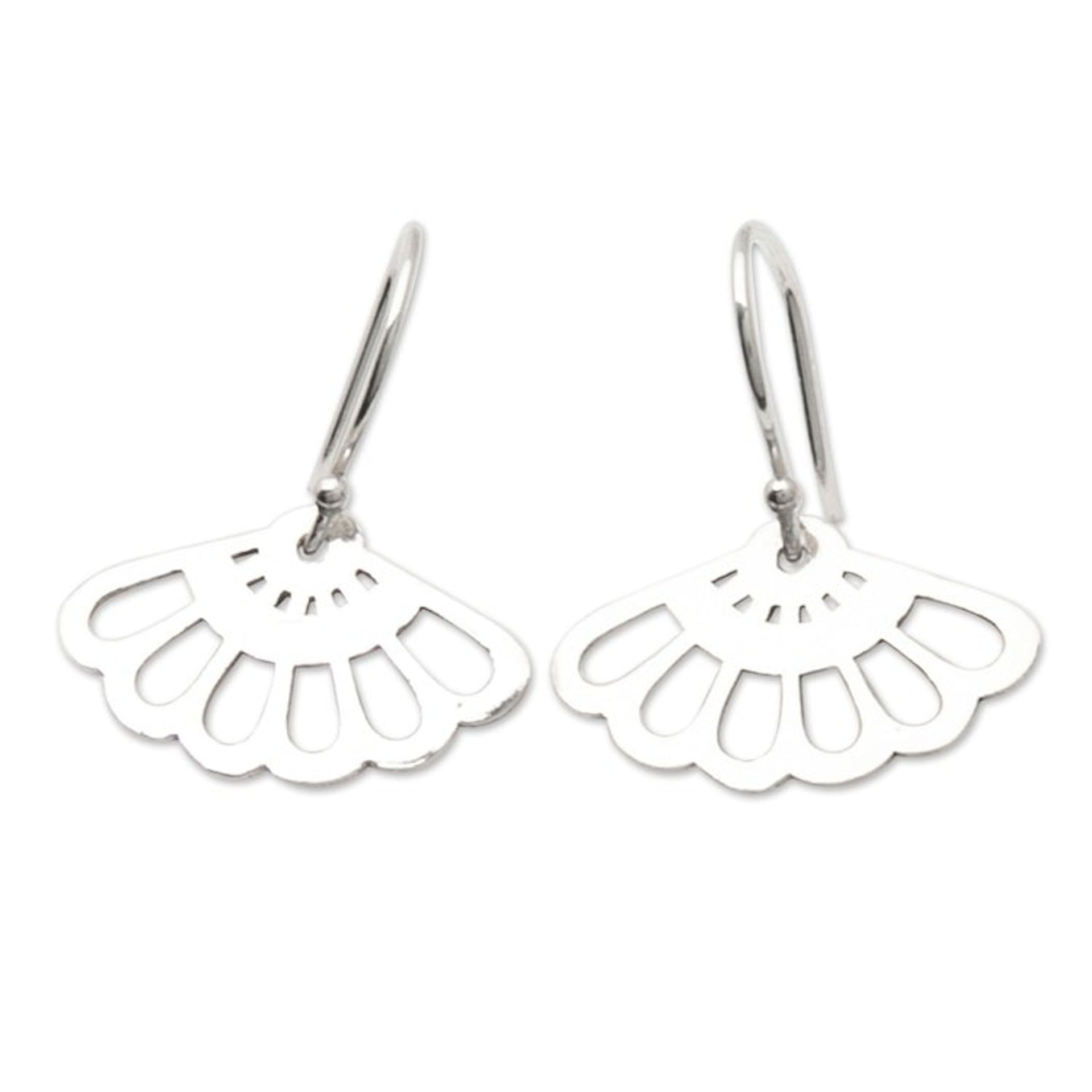 Peacock-Inspired Sterling Silver Dangle Earrings from Bali 'Plumage of the Divine'