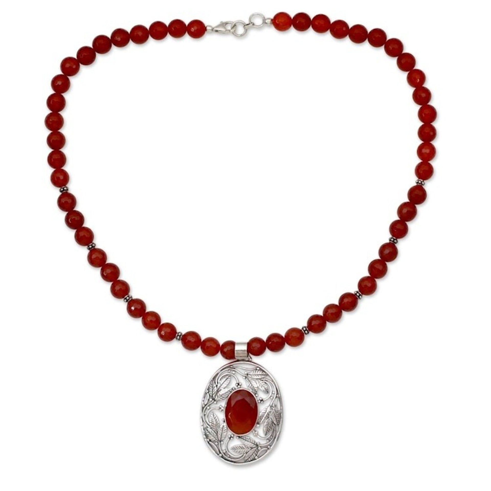 Indian Carnelian and Sterling Silver Necklace 'Mughal Garden'
