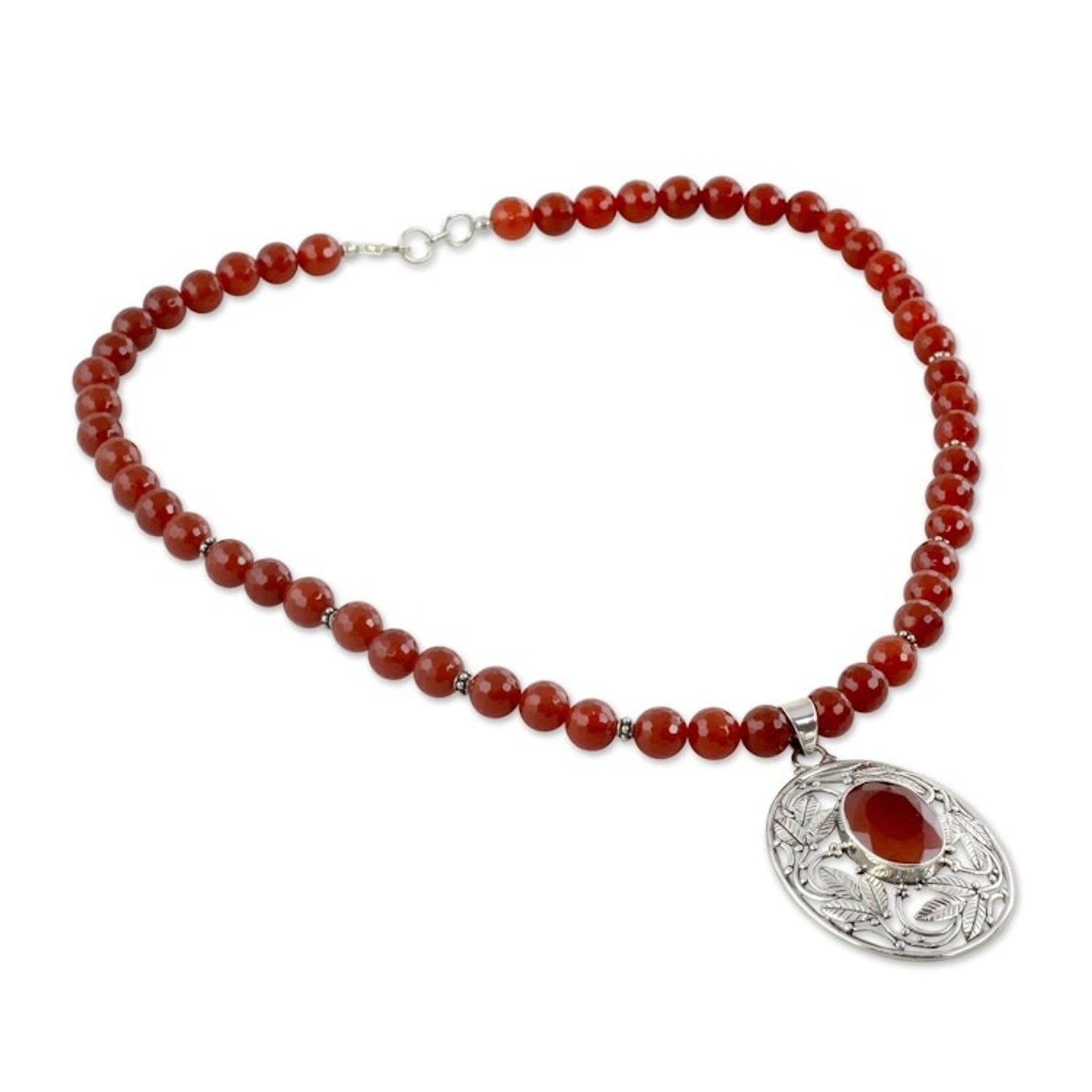 Indian Carnelian and Sterling Silver Necklace 'Mughal Garden'