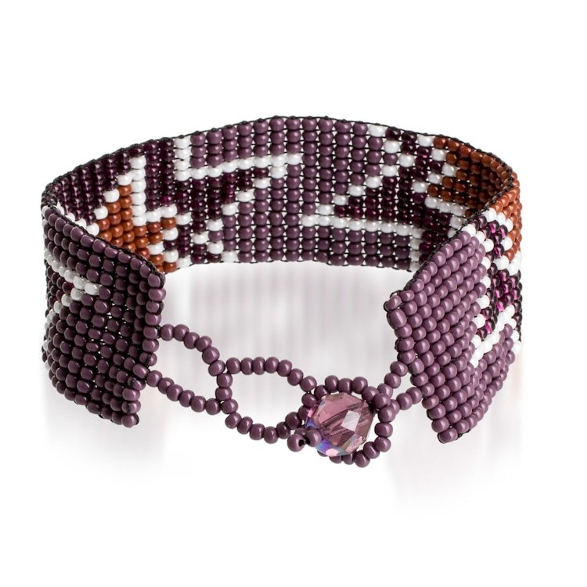 Handmade Star-Themed Purple Glass Beaded Wristband Bracelet 'Deluxe Blast'