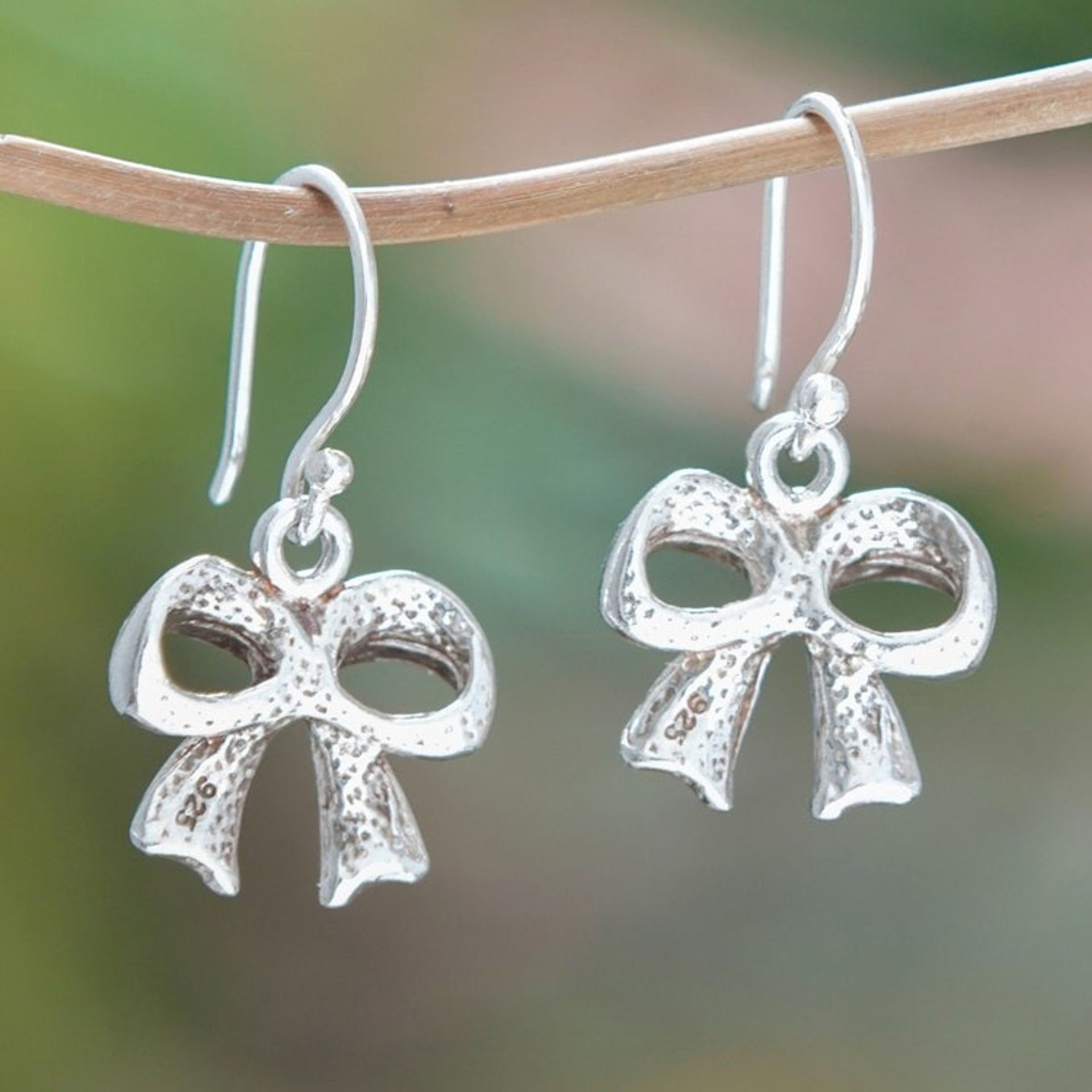 Whimsical Ribbon-Shaped Sterling Silver Dangle Earrings 'The Dulcet Touch'