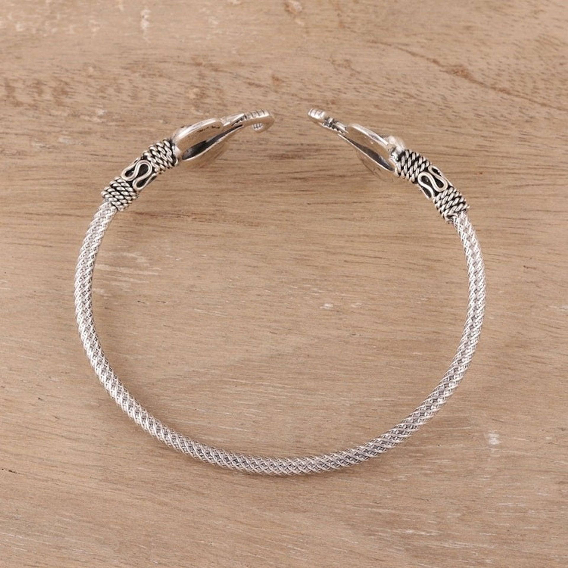 Sterling Silver Elephant Cuff Bracelet from India 'Elephant Glory'