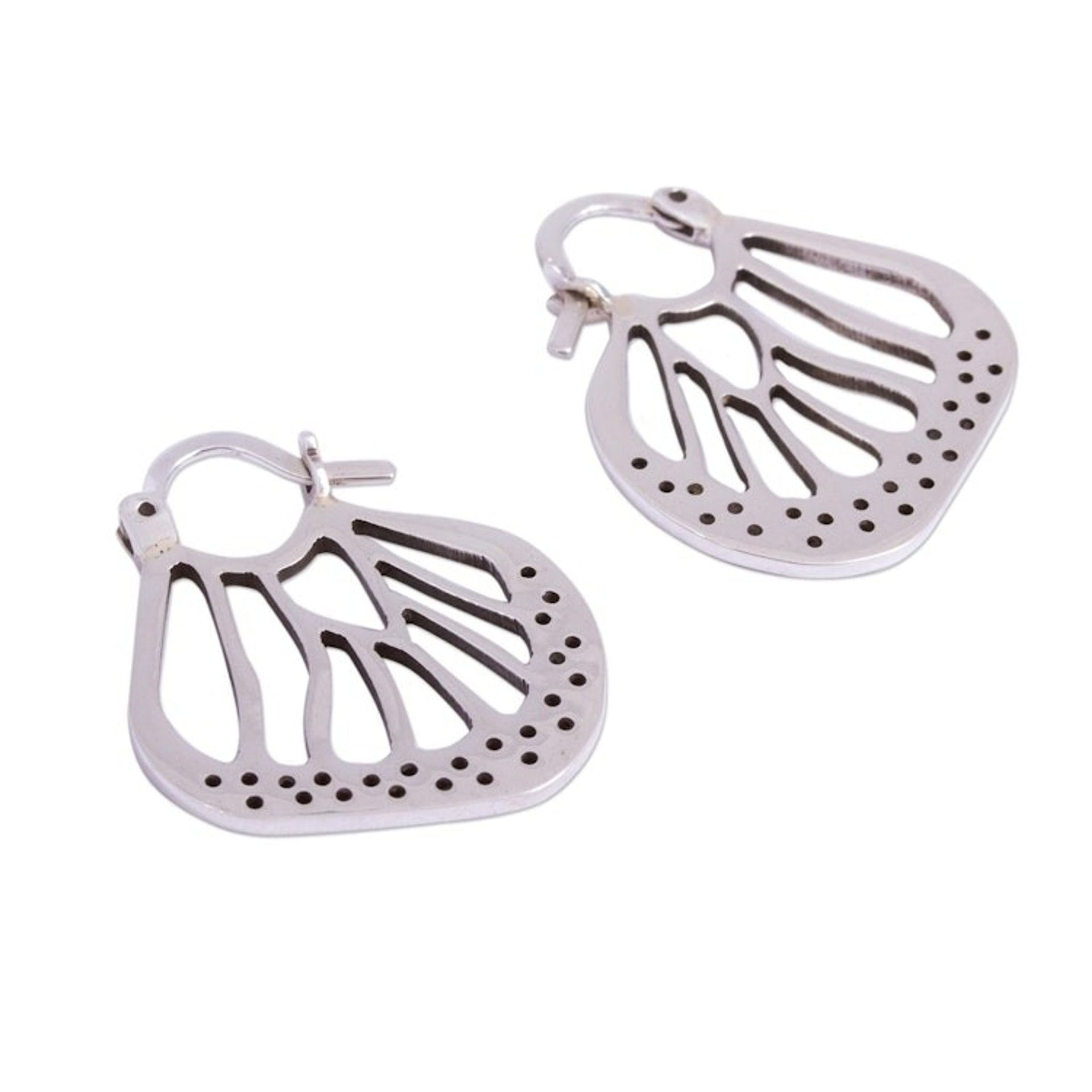 Monarch Wing Taxco Sterling Silver Hoop Earrings from Mexico 'Monarch Magic'