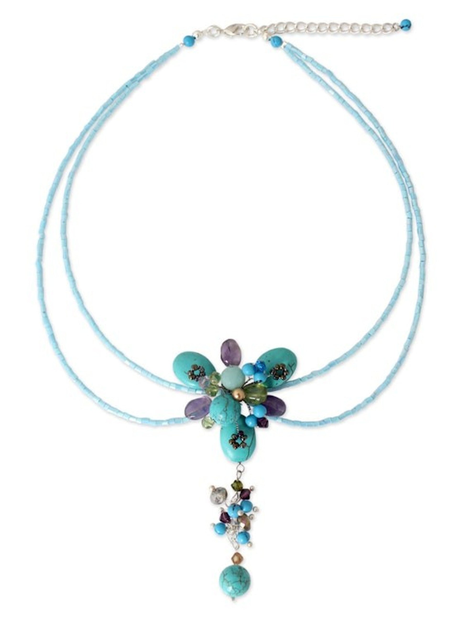 Hand Made Beaded Turquoise Colored Necklace 'Sweet Serenade'