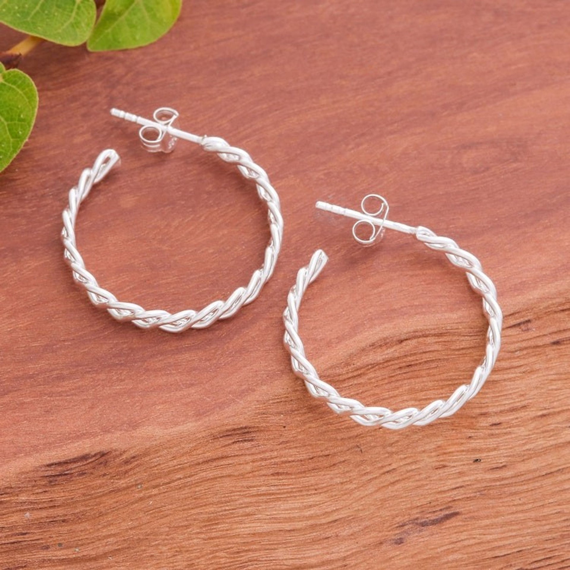 Minimalist-Inspired Sterling Silver Rope Half-Hoop Earrings 'Utopian Ropes'