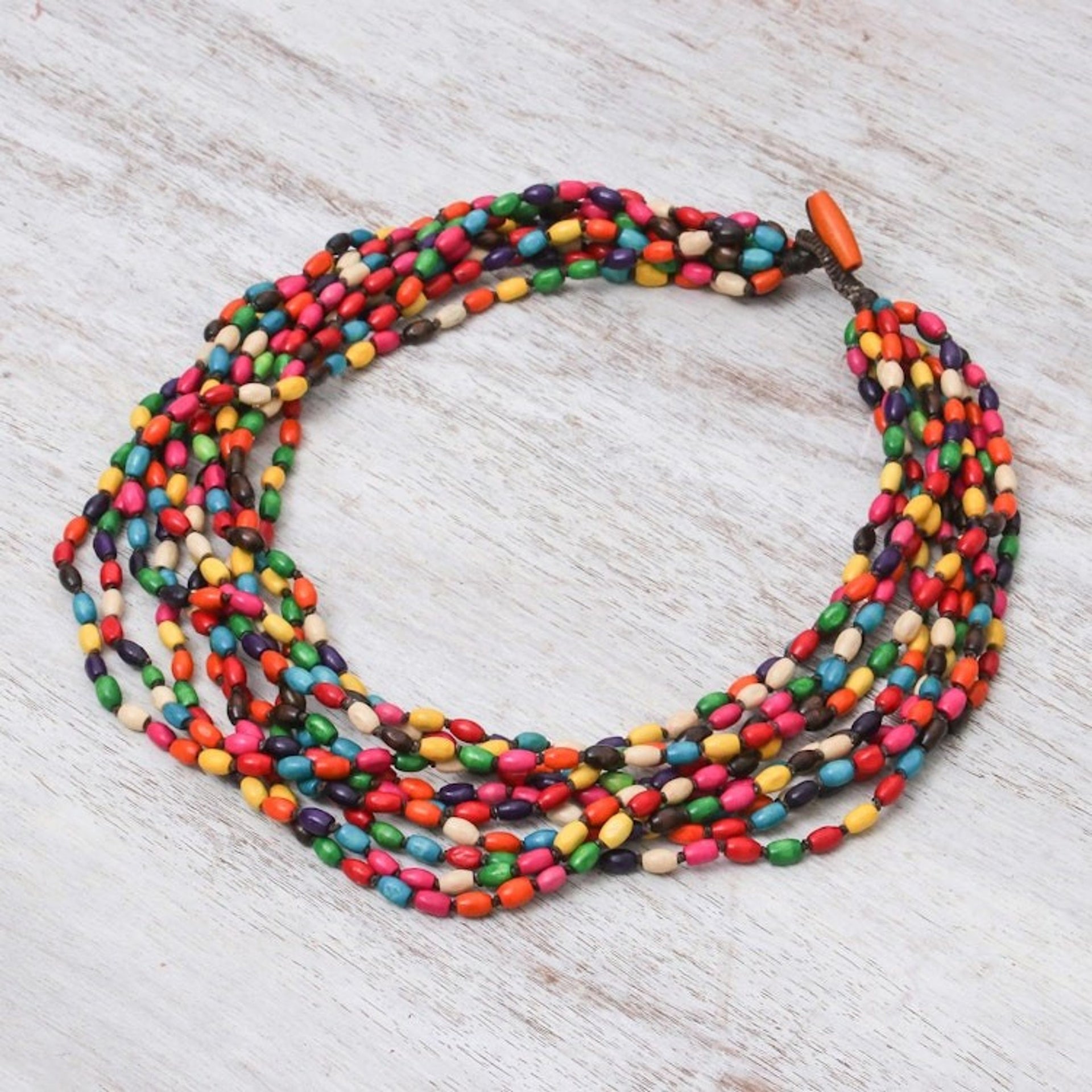 Multicolor Necklace Beaded Jewelry Knotted by Hand 'Songkran Belle'