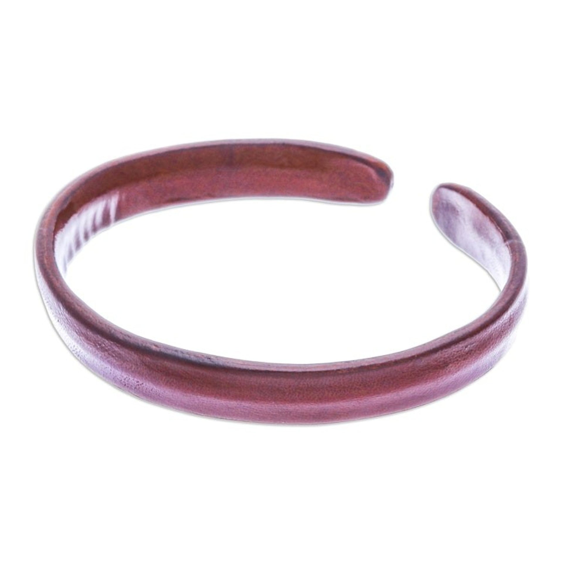 Handcrafted Modern Leather Cuff Bracelet in Brown 'Simply Resilient'