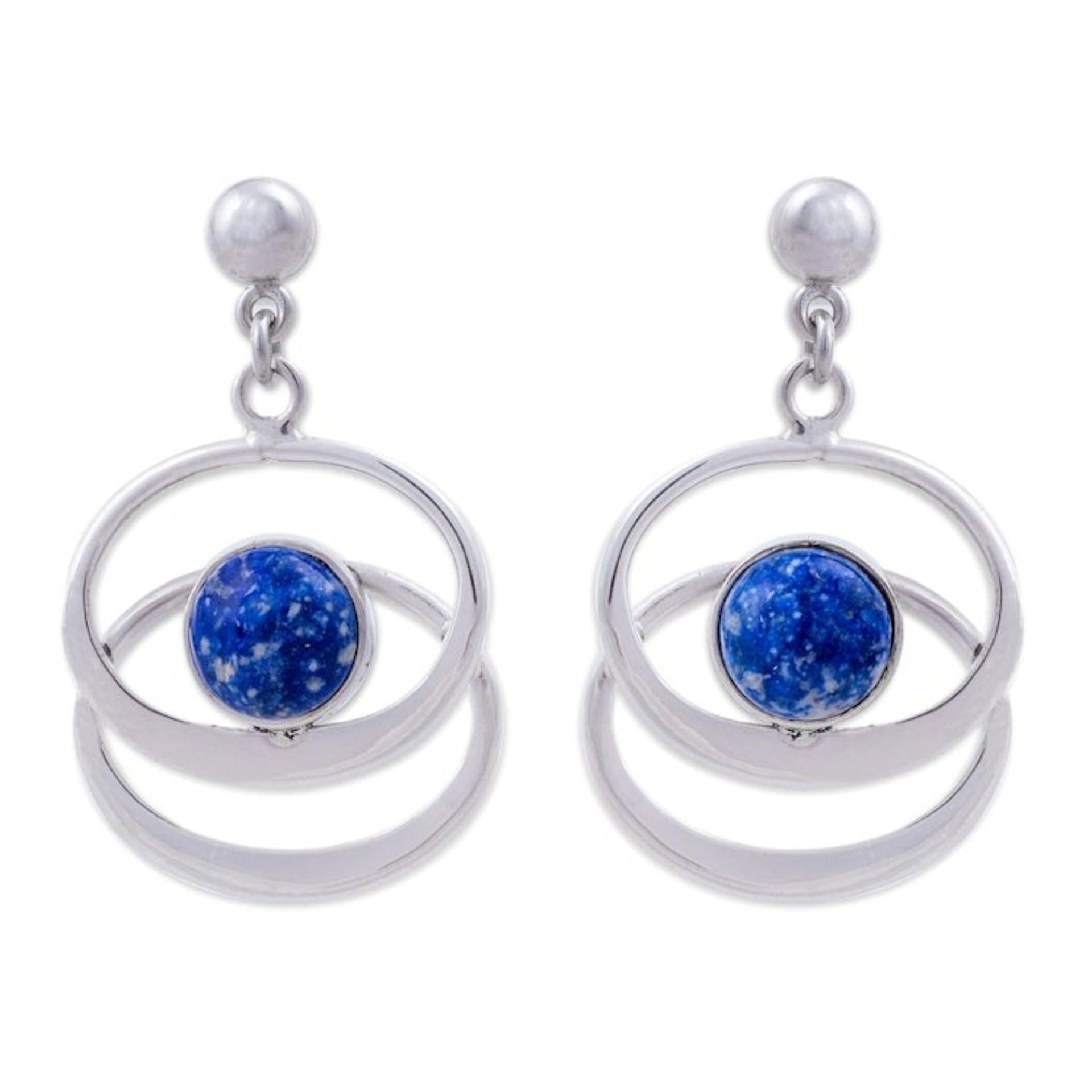 Handcrafted Women's Modern Lapis Lazuli Dangle Earrings 'Cuddle Me'
