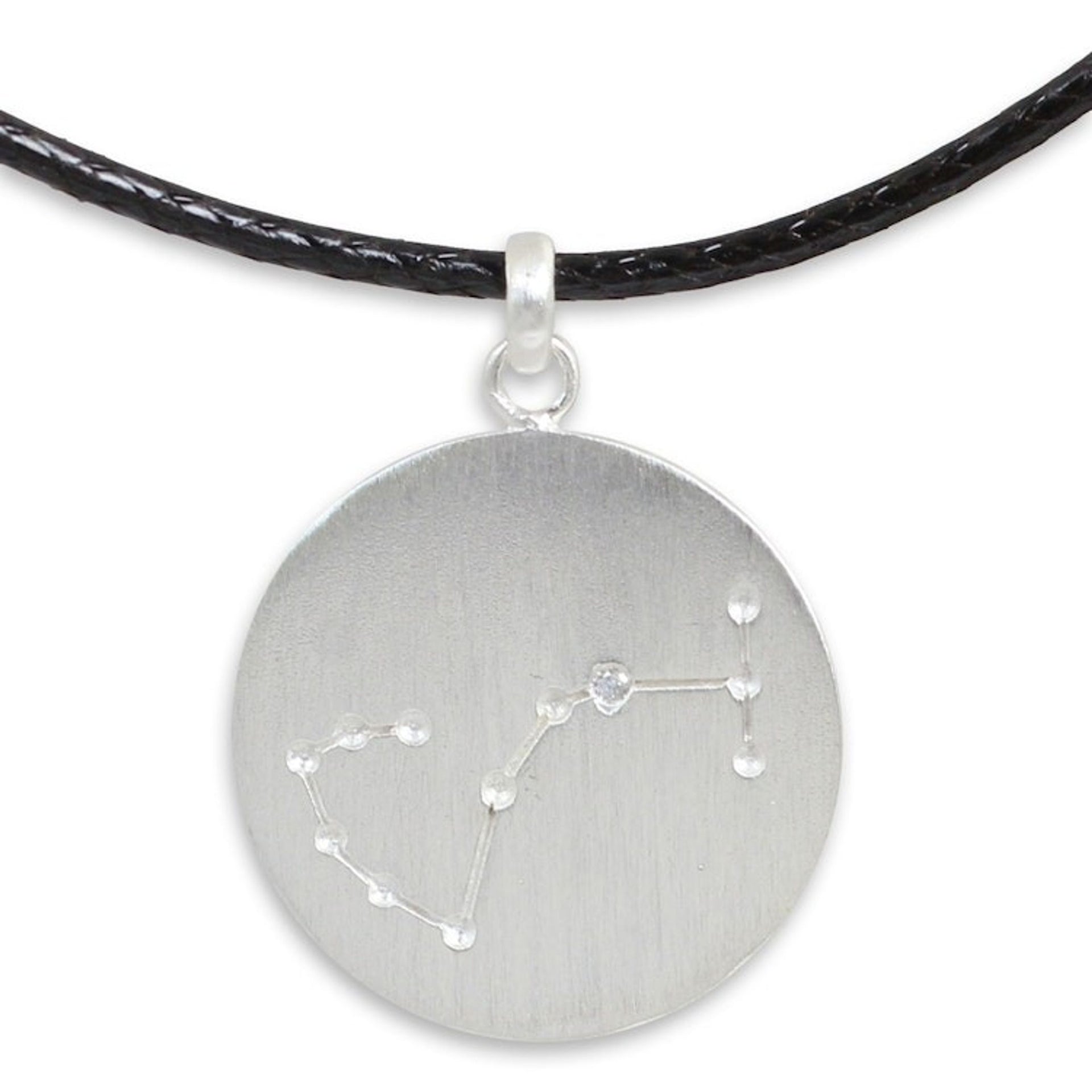 Silver Pendant Necklace of Scorpio with White Topaz Stone 'Constellation Scorpio'