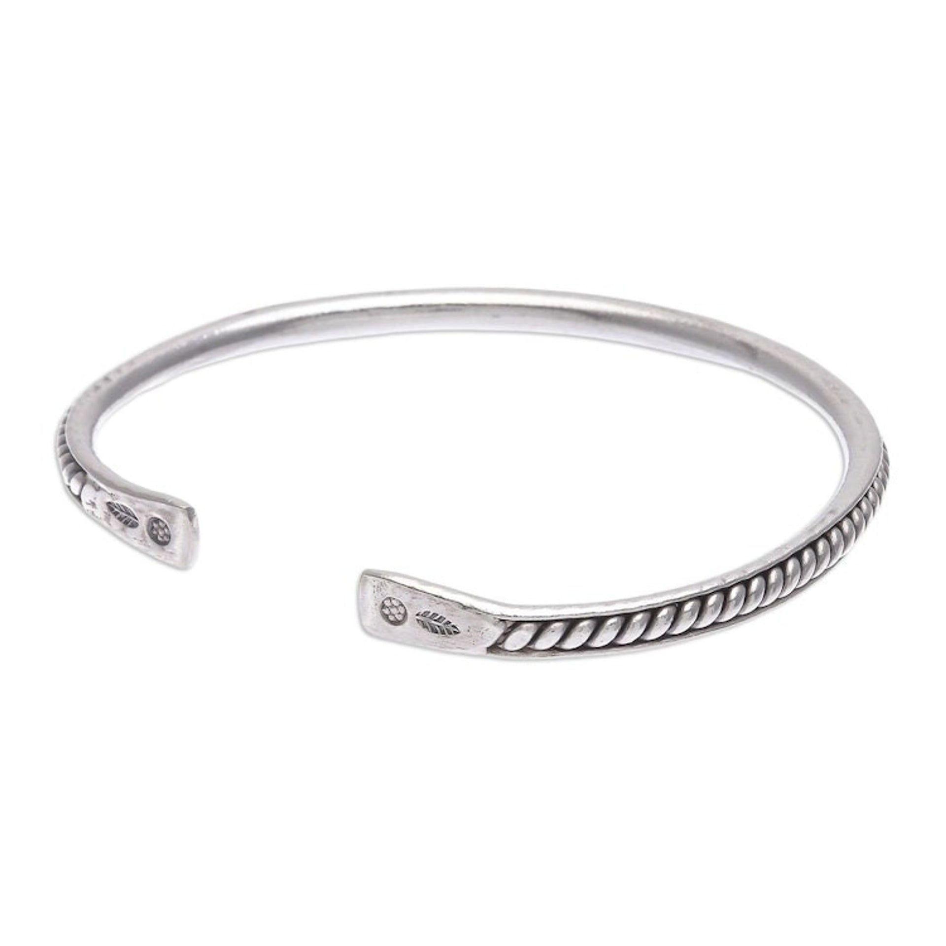 Thai Handcrafted Sterling Silver Cuff Bracelet 'Tribal Fusion'