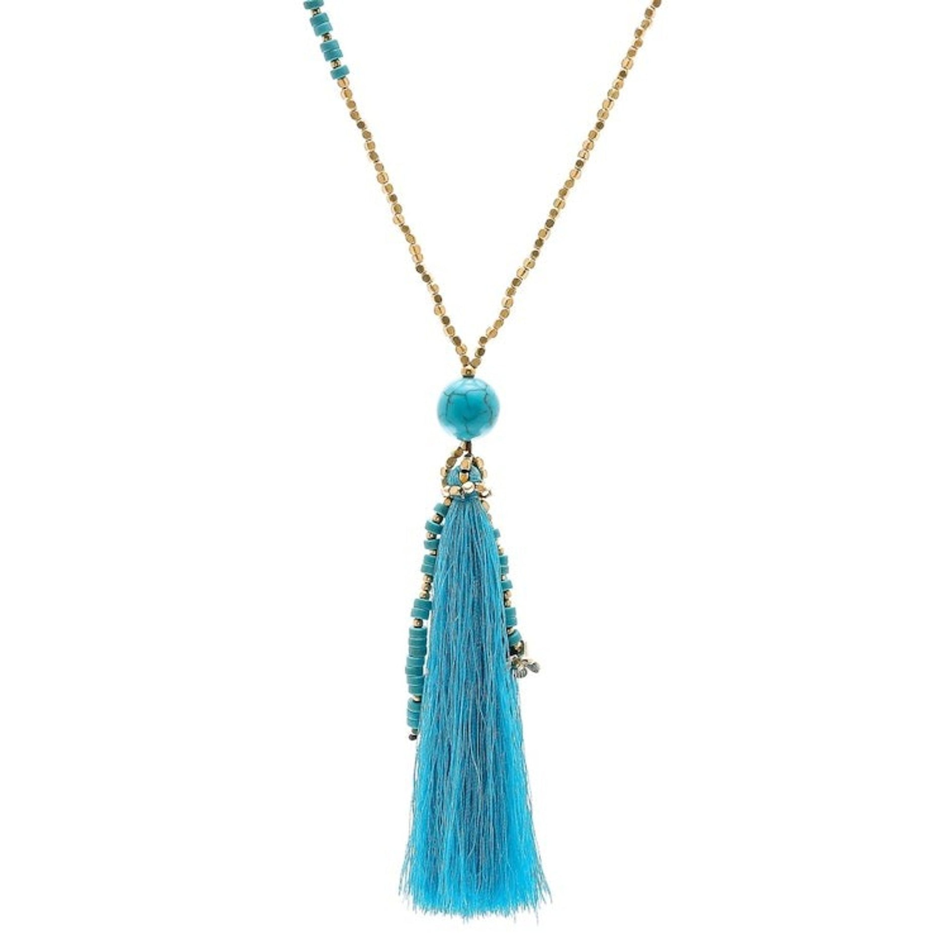 Bohemian Calcite Beaded Pendant Necklace from Thailand 'Boho Mood'