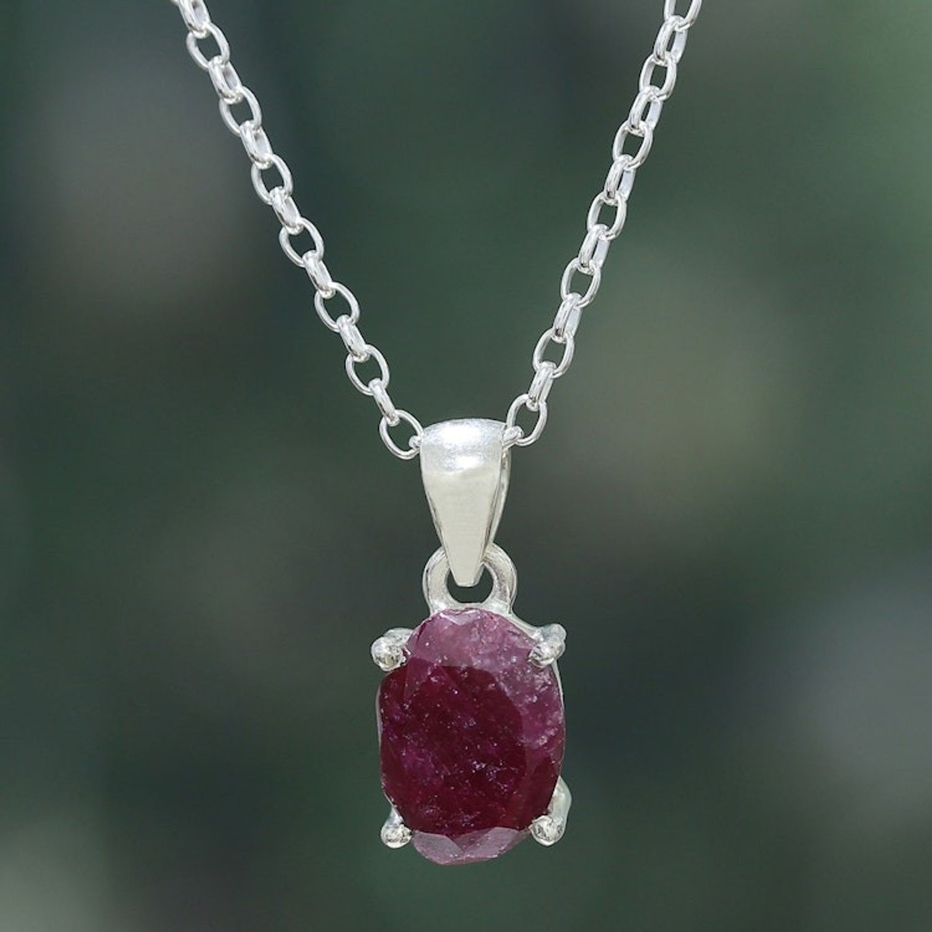 Faceted Ten-Carat Ruby Pendant Necklace Crafted in India 'Love Grandeur'
