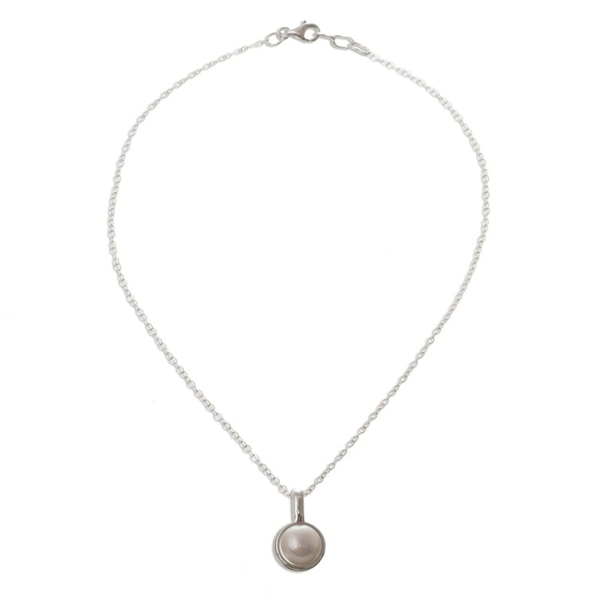 Handcrafted Andean Silver Cultured Pearl Necklace 'Luminous Allure'