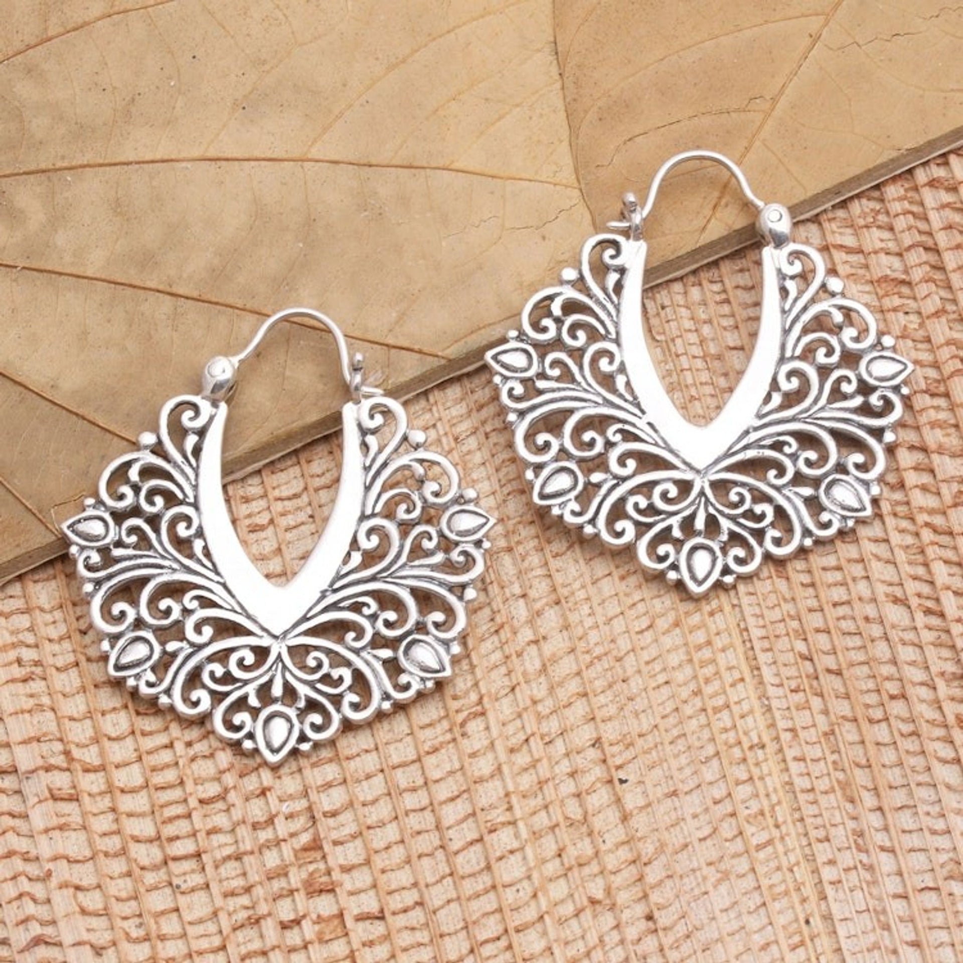 Hand Made Sterling Silver Hoop Earrings 'Magic Oasis'