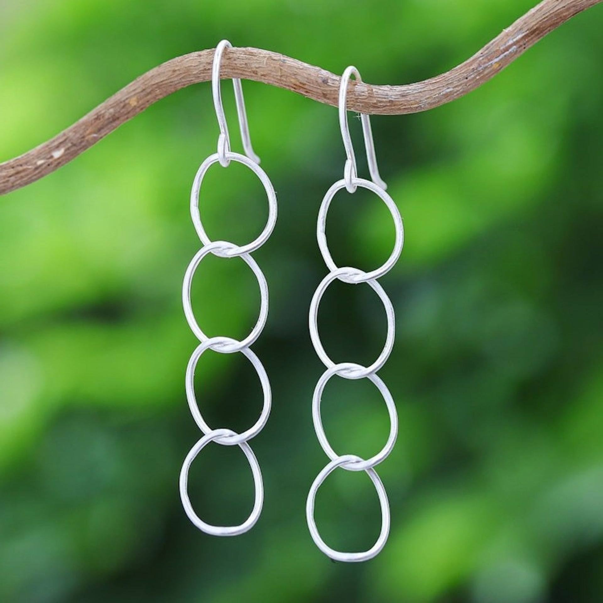 Abstract Sterling Silver Dangle Earrings from Thailand 'Abstract Unions'