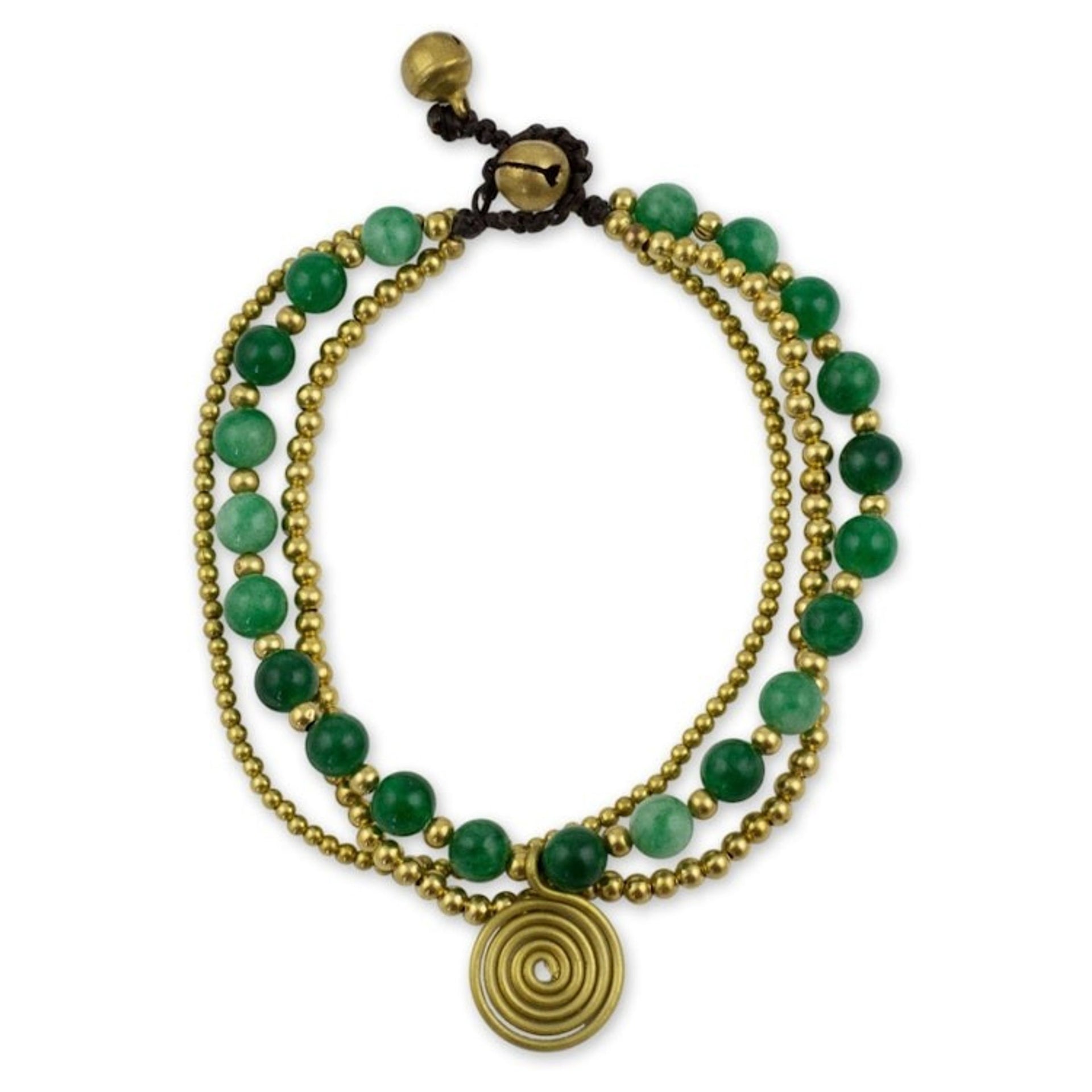 Brass Beaded Aventurine Bracelet from Thailand 'Daydreams'