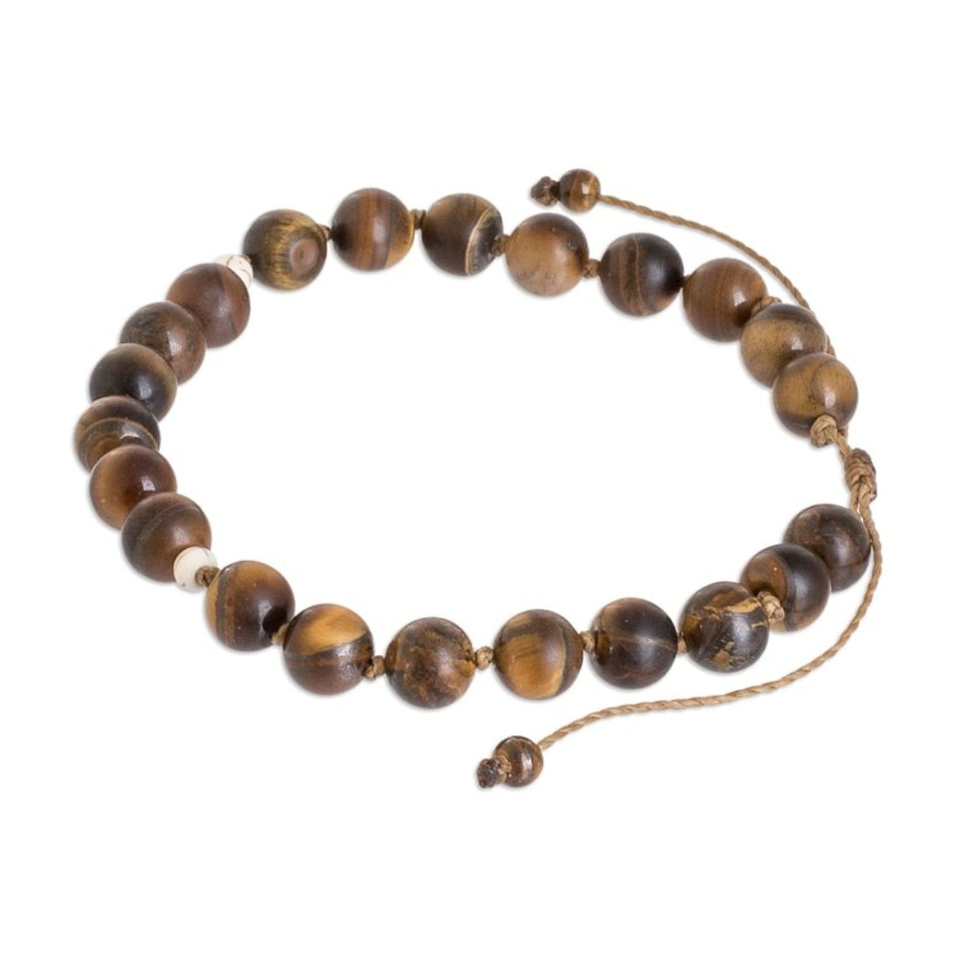 Men's Handmade Beaded Bracelet with Tiger's Eye and Jasper 'Burning Energies'