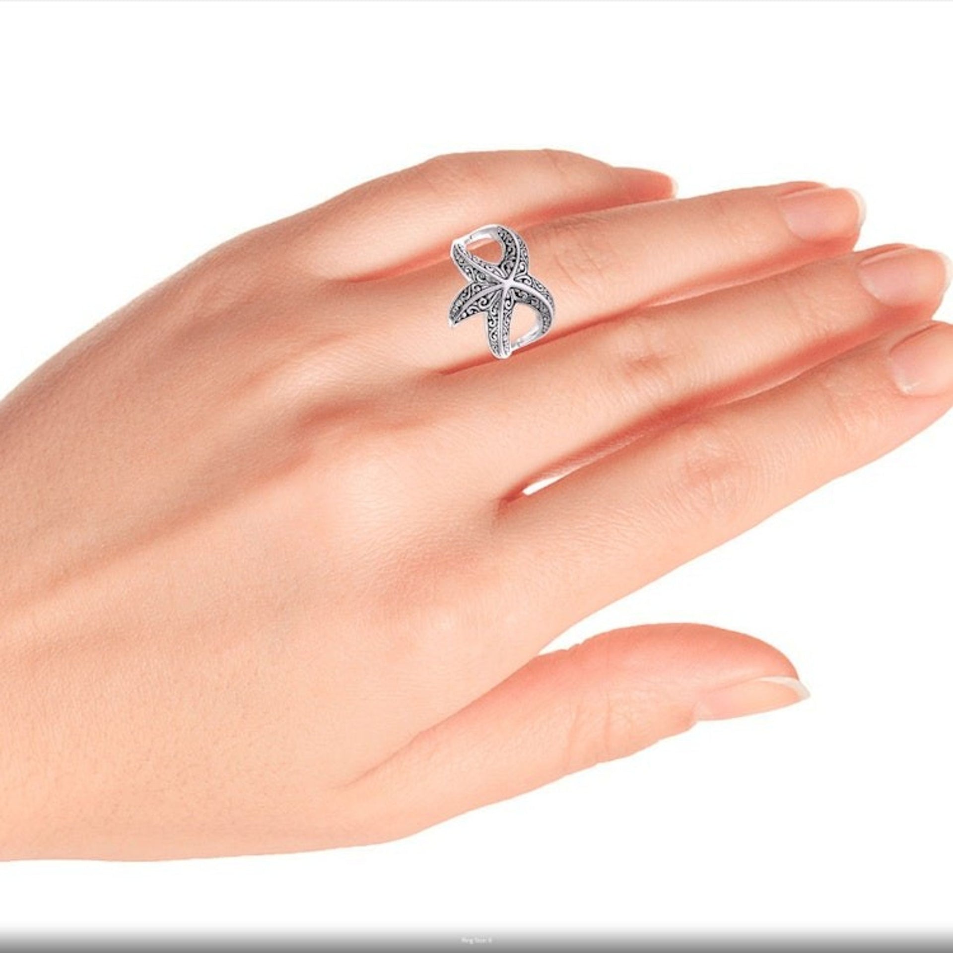 Sterling Silver Starfish Cocktail Ring from Bali 'Bali Starfish'