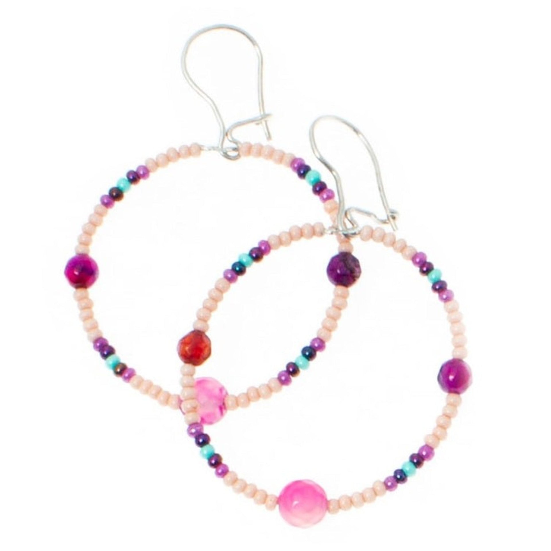 Multi-Colored Beaded Hoop Earrings Set of 7 'Seven Days'