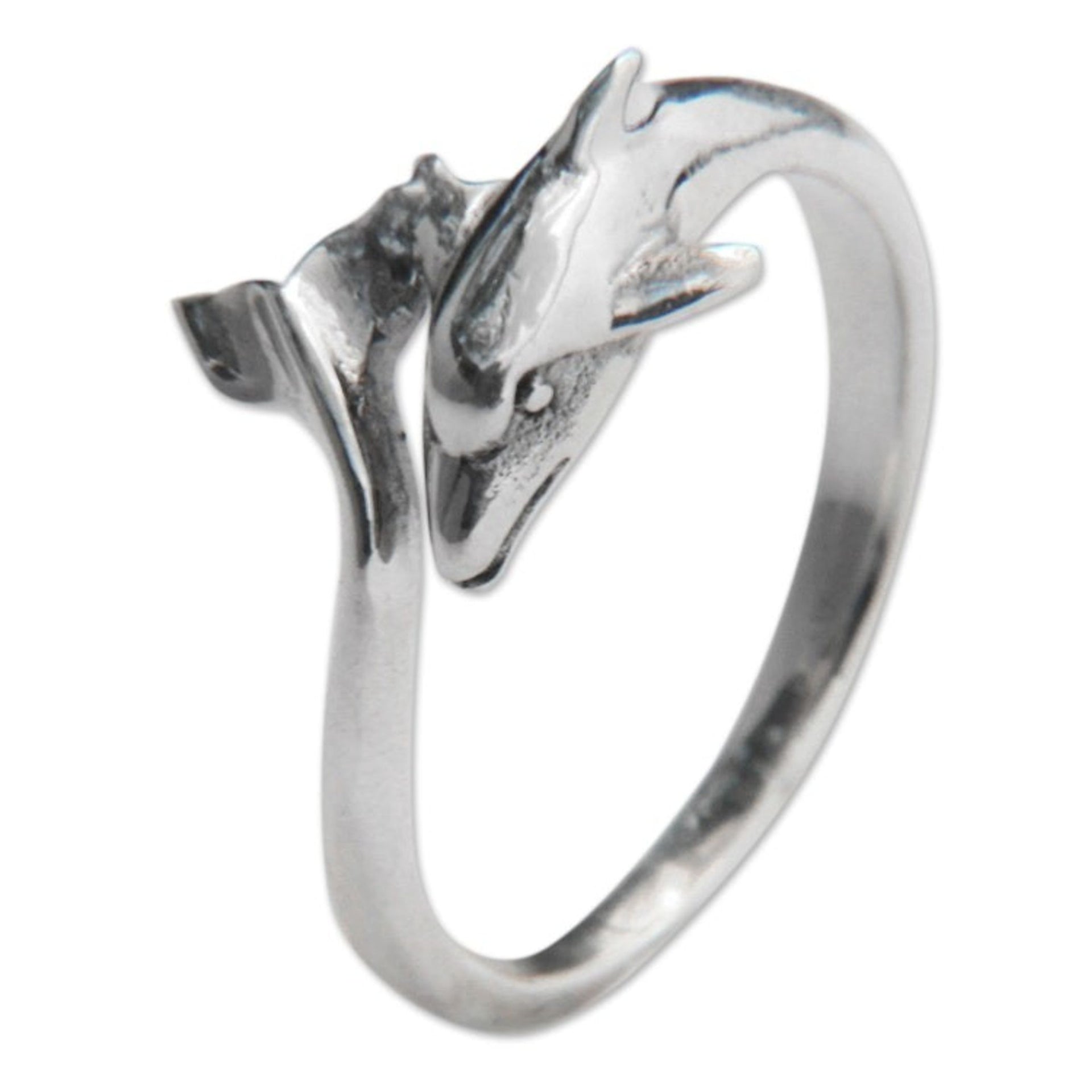 Sterling Silver Dolphin Cocktail Ring Artisan Jewelry 'Baby Dolphin'