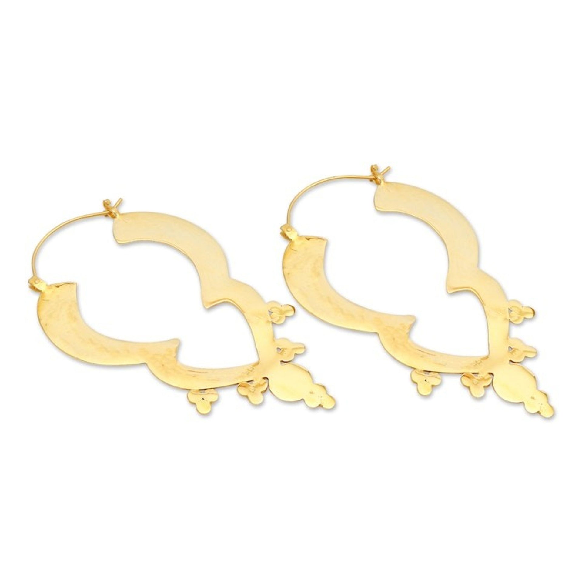 Balinese Handmade Polished 18k Gold-Plated Hoop Earrings 'Balinese Puissance'