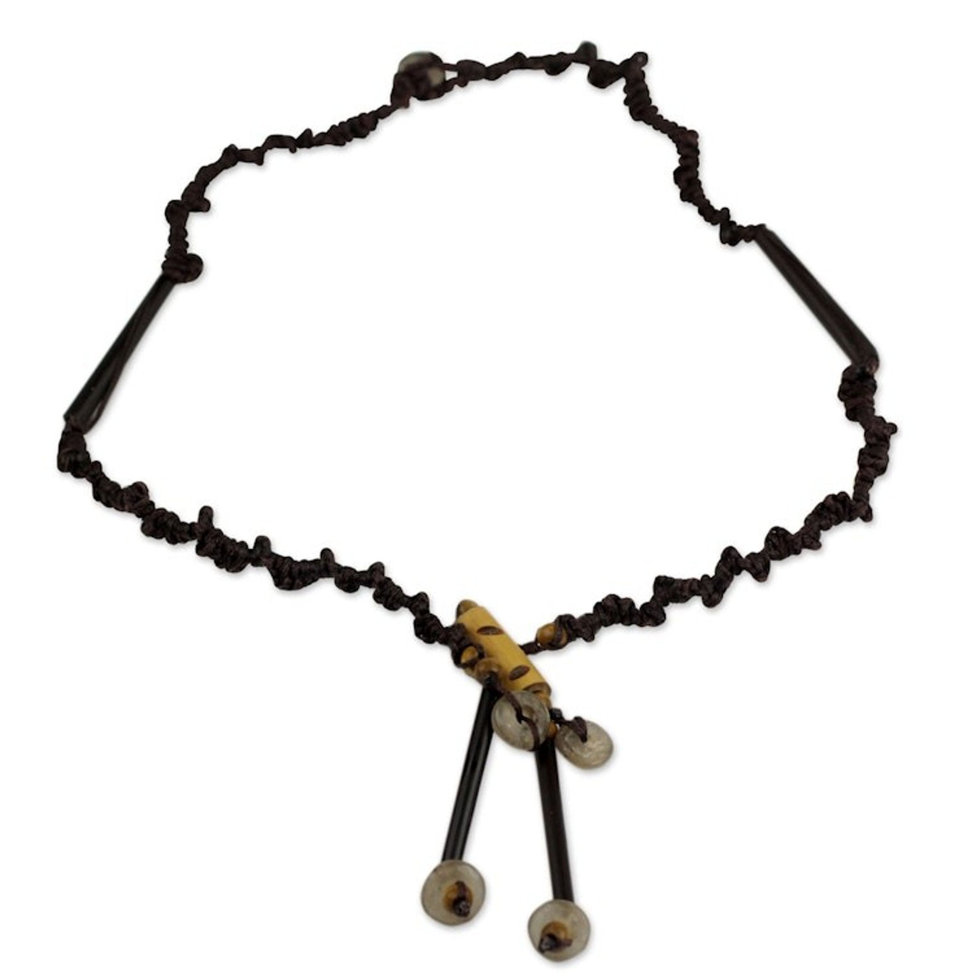 Artisan Crafted Bamboo and Recycled Glass Necklace 'African Twist'