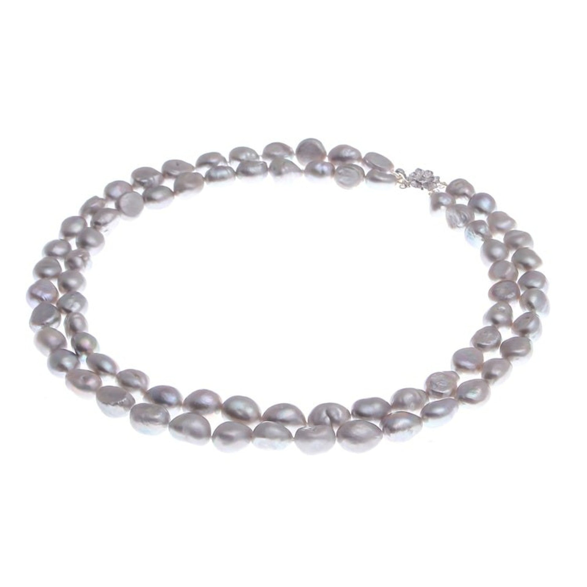Grey Cultured Pearl and Sterling Silver Necklace 'Grey Mermaid'