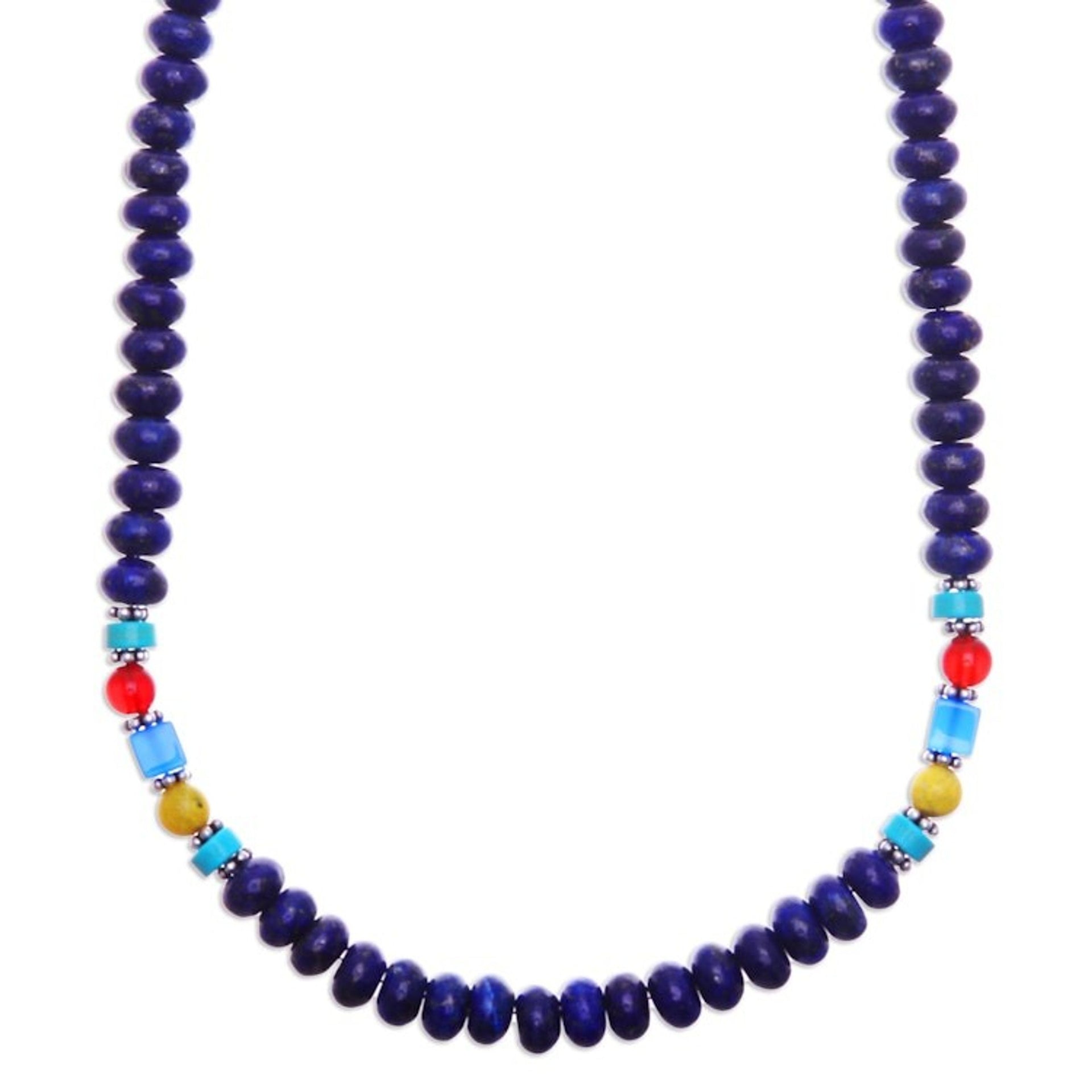 Fair Trade Blue Multi-Gemstone Beaded Necklace from Thailand 'Mystic Firmament'