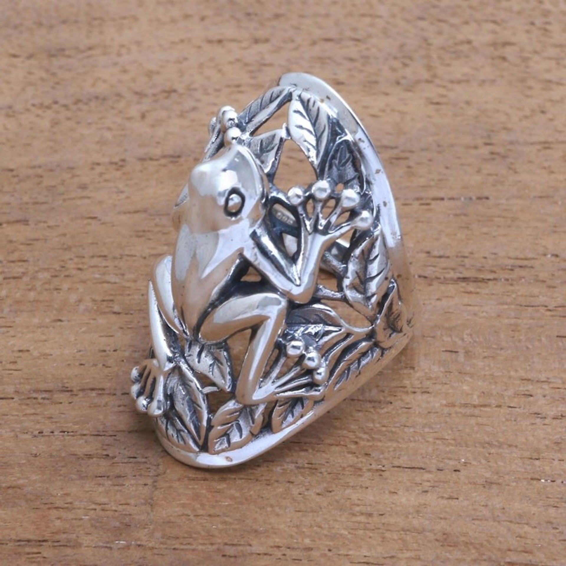 Frog Sterling Silver Cocktail Ring from Bali 'Ubud Frog'