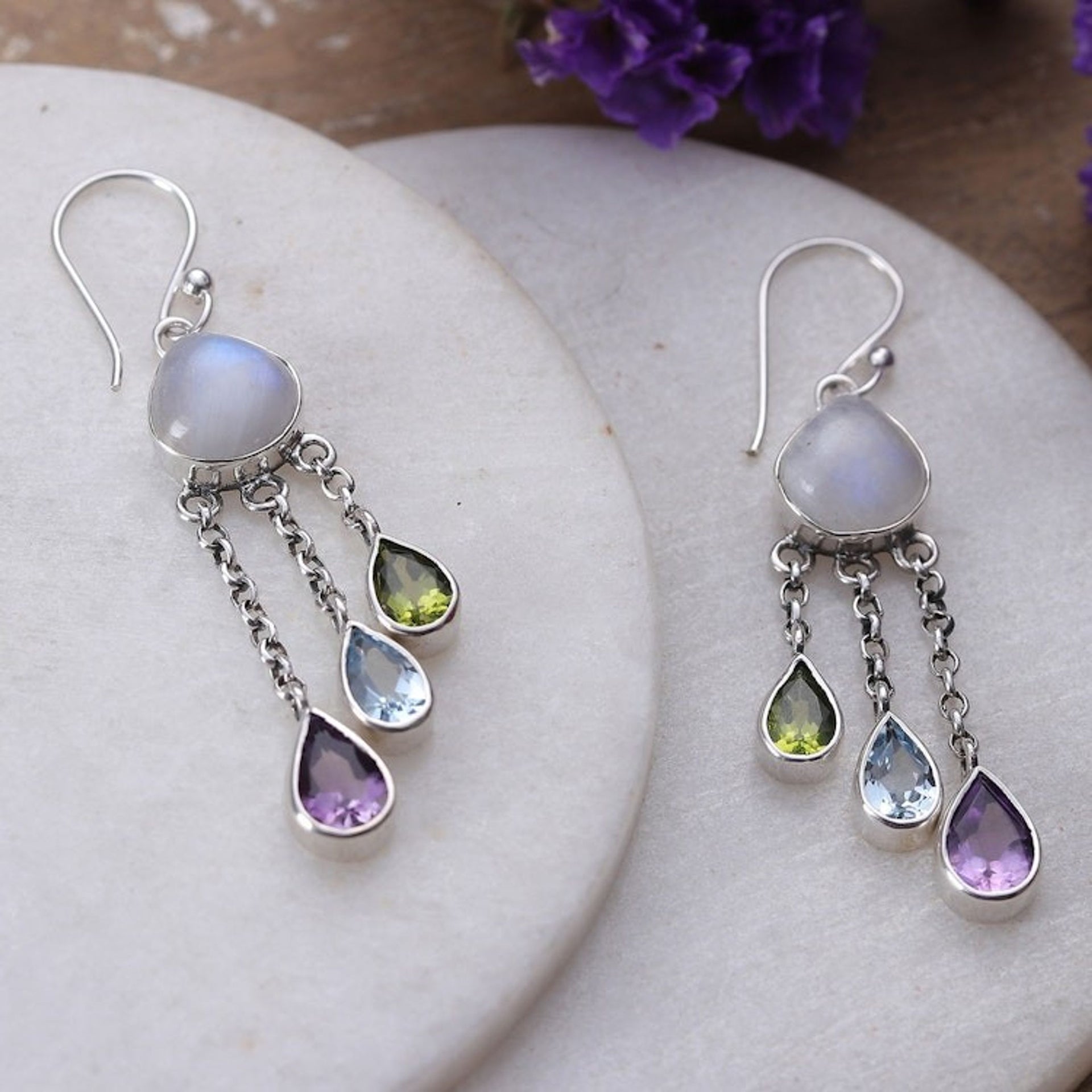 Five-Carat Multi-Gemstone Chandelier Earrings from India 'Jewel Palace'