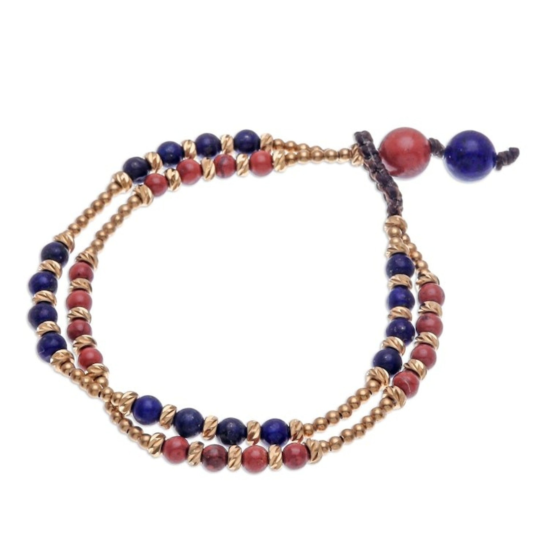 Jasper and Lapis Lazuli Beaded Bracelet 'Carnival in Blue'