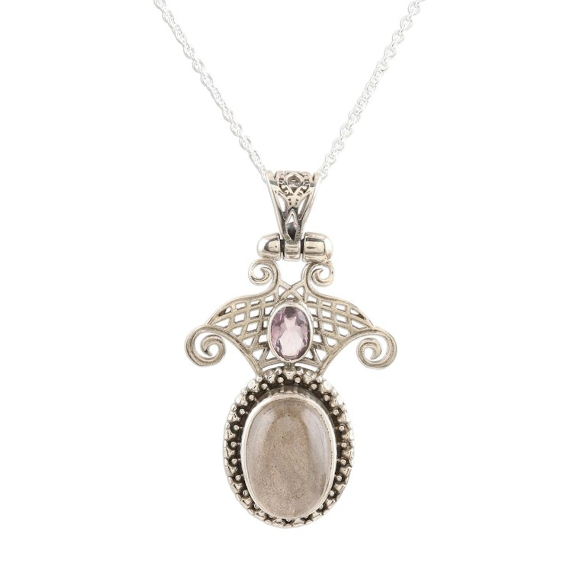 Labradorite and Amethyst Pendant Necklace 'Eternal Bliss'