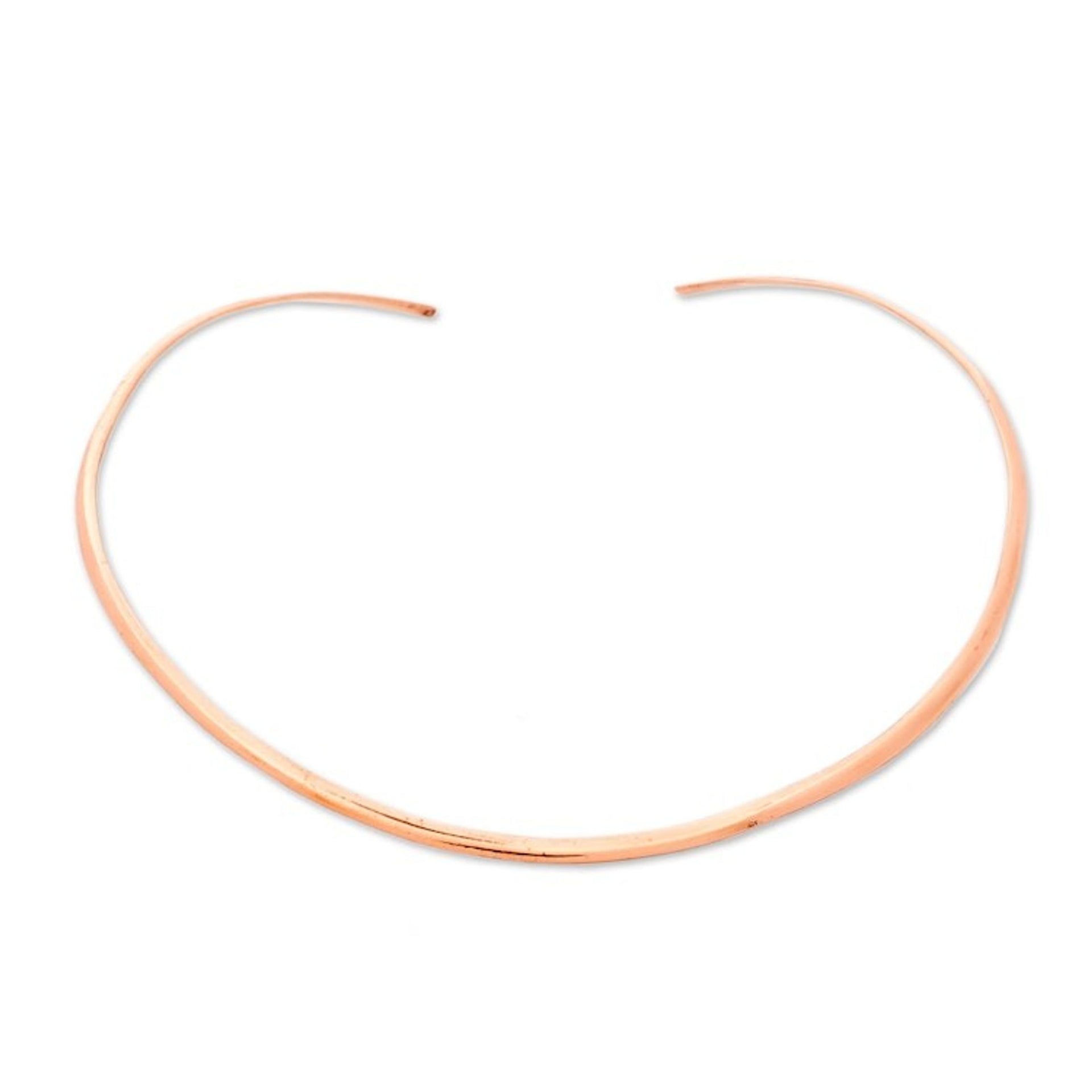 Minimalist High-Polished Copper Collar Necklace from Mexico 'Noble Nimbus'