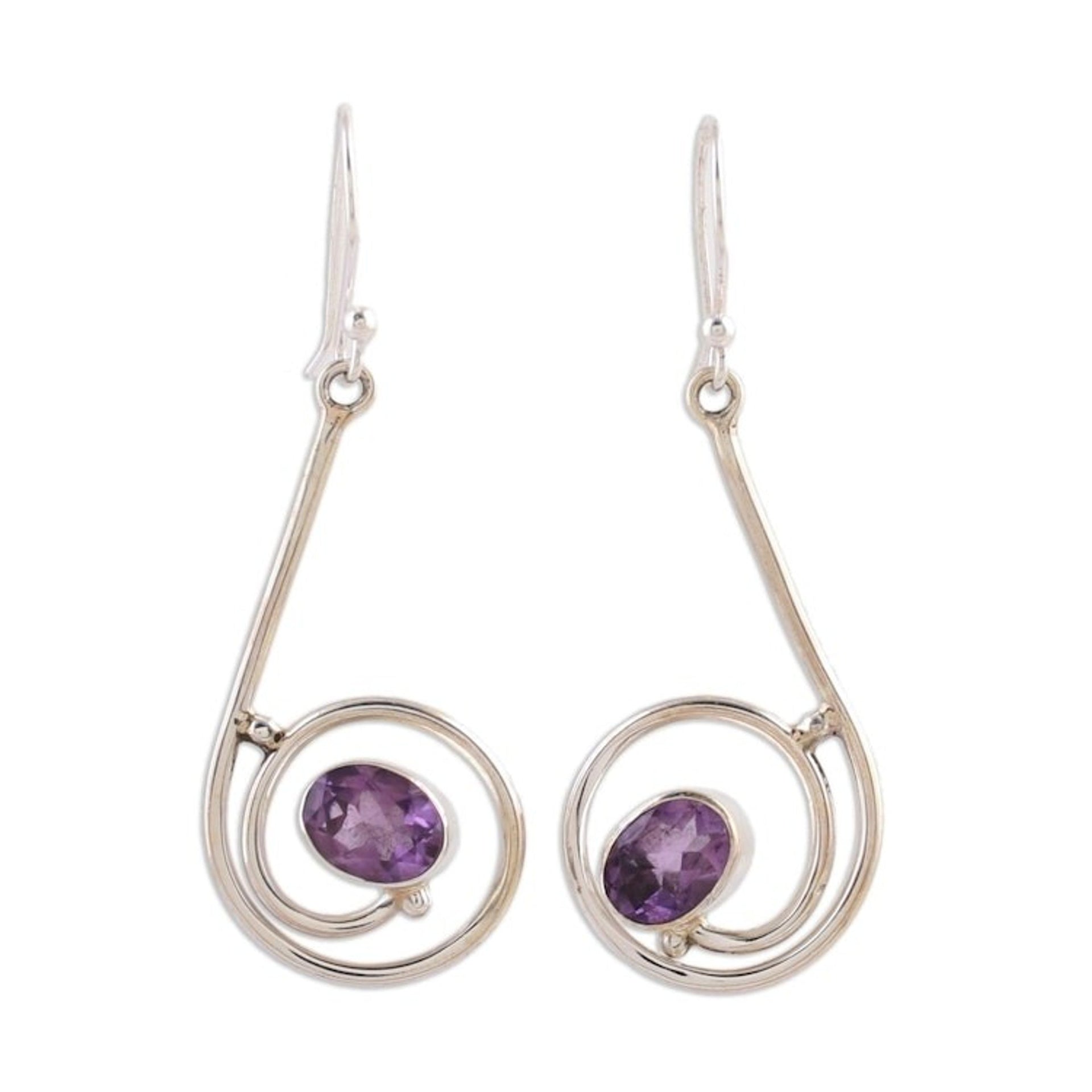 Amethyst dangle earrings 'Lyric'