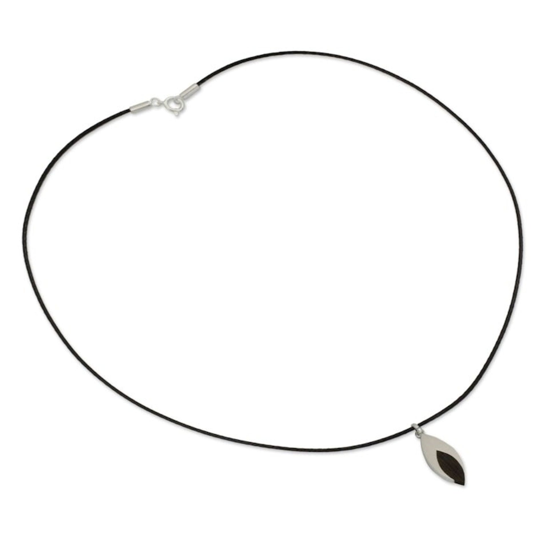 Indian Elm on Sterling Silver Necklace for Men Jewelry 'Everlasting Leaf'