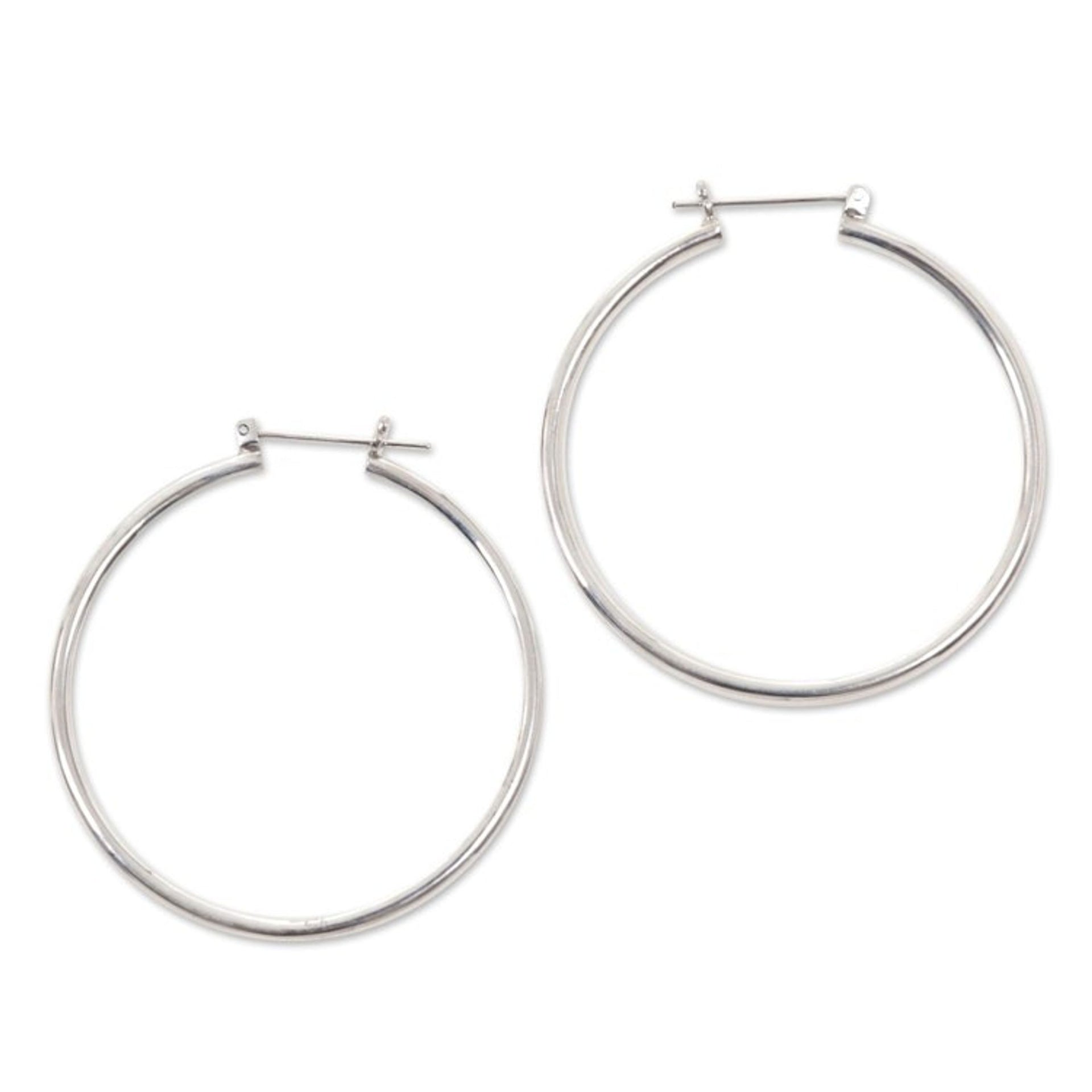 Unique Sterling Silver Hoop Earrings 2 Inch 'Moonlit Goddess'