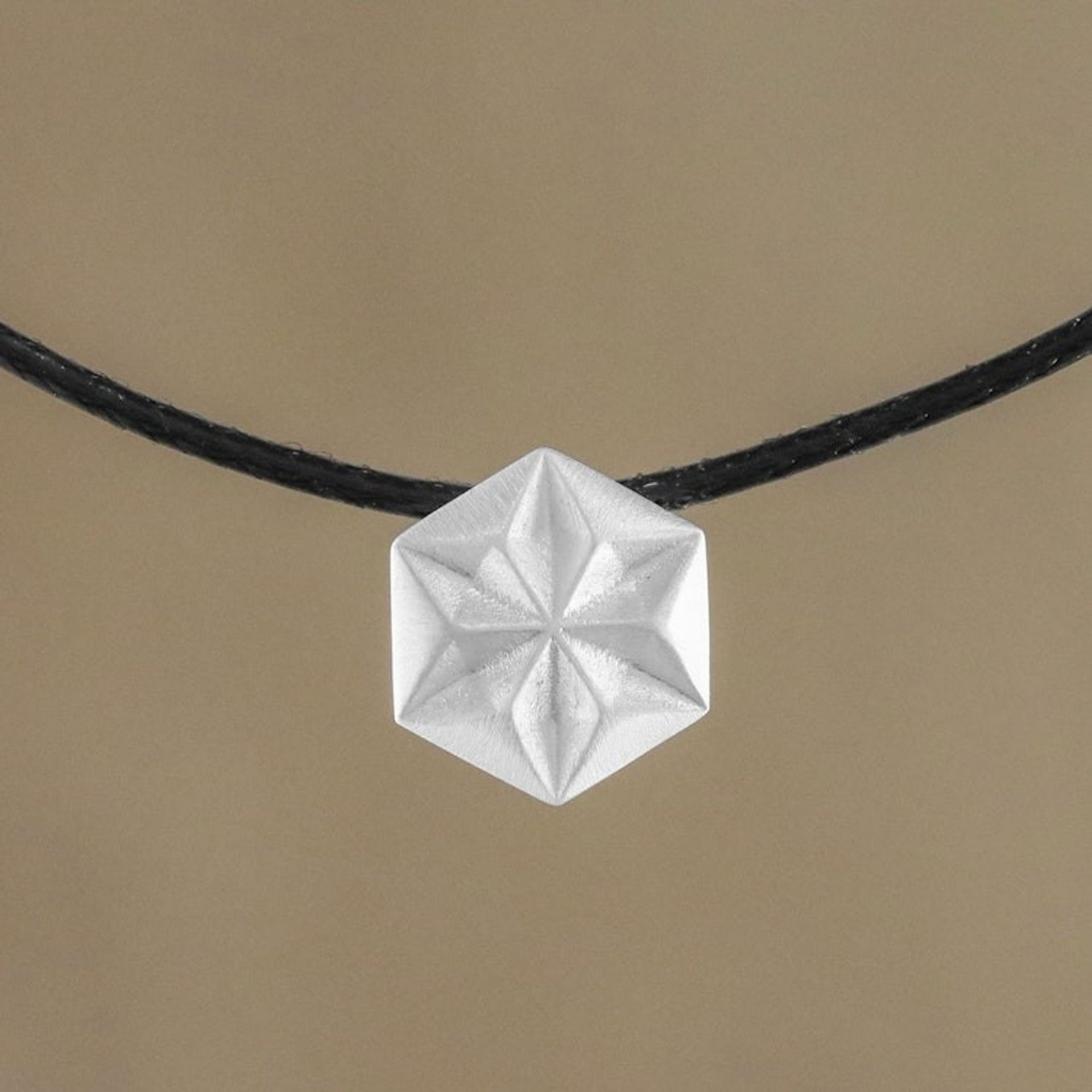 Hexagonal Sterling Silver Pendant Necklace from Thailand 'Hexagonal Star'