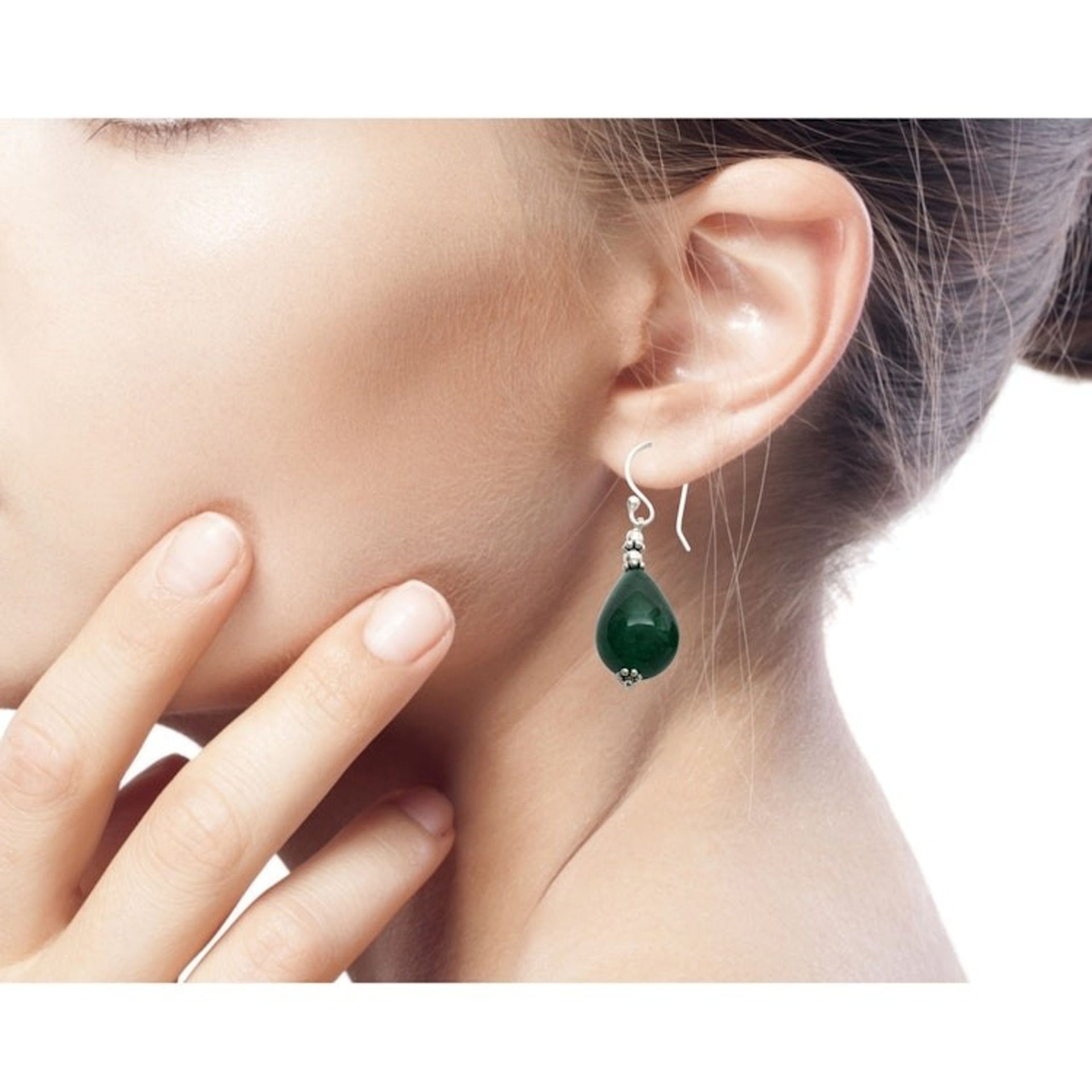 Chalcedony dangle earrings 'Emerald Dewdrop'