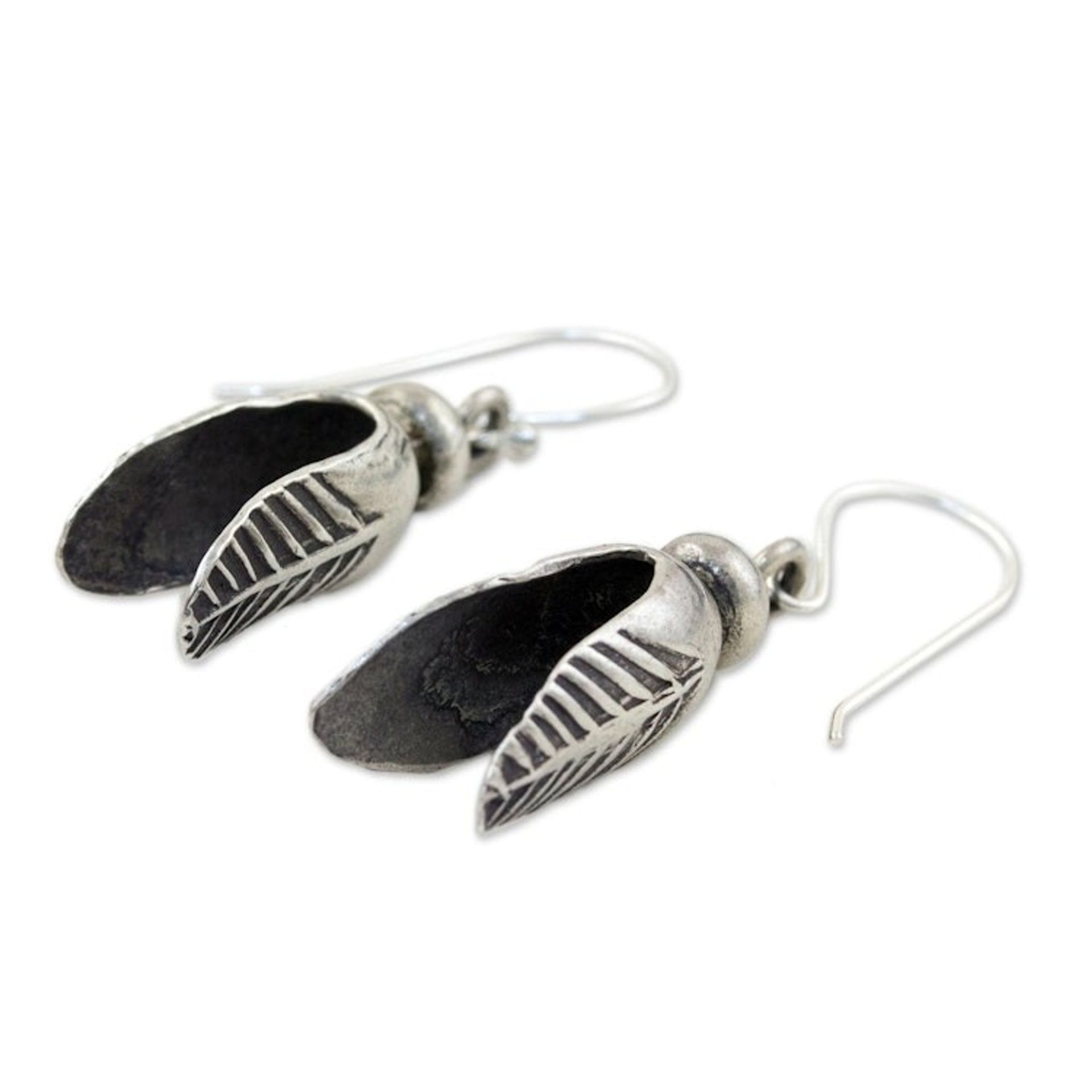 Silver 950 dangle earrings 'Spring Leaves'