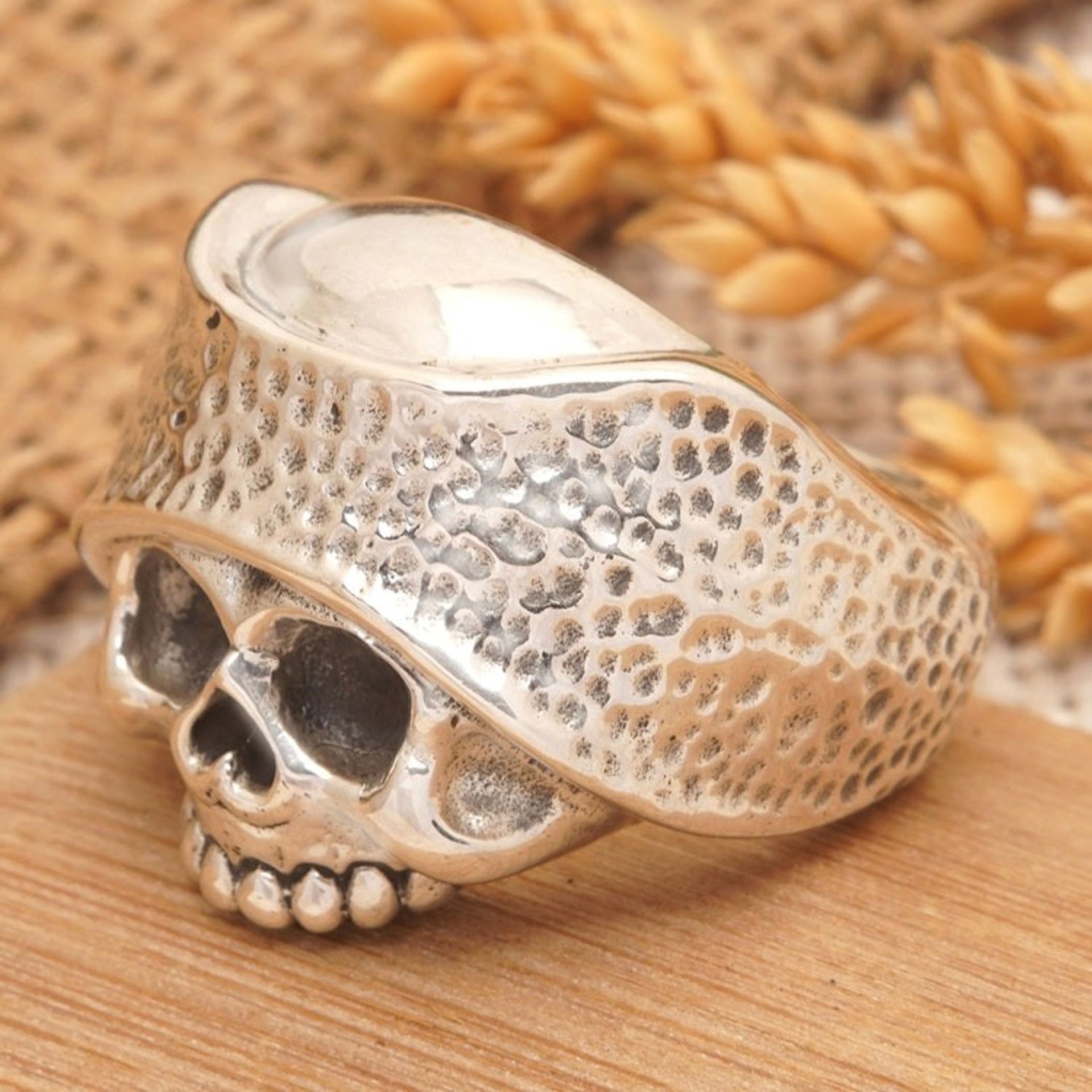 Men's Sterling Silver Skull Cocktail Ring from Bali 'Skull Icon'