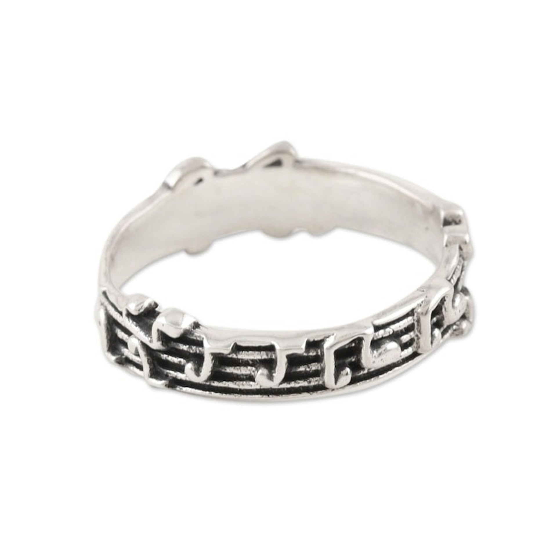Sterling Silver Musical Notes Band Ring 'Silver Notes'